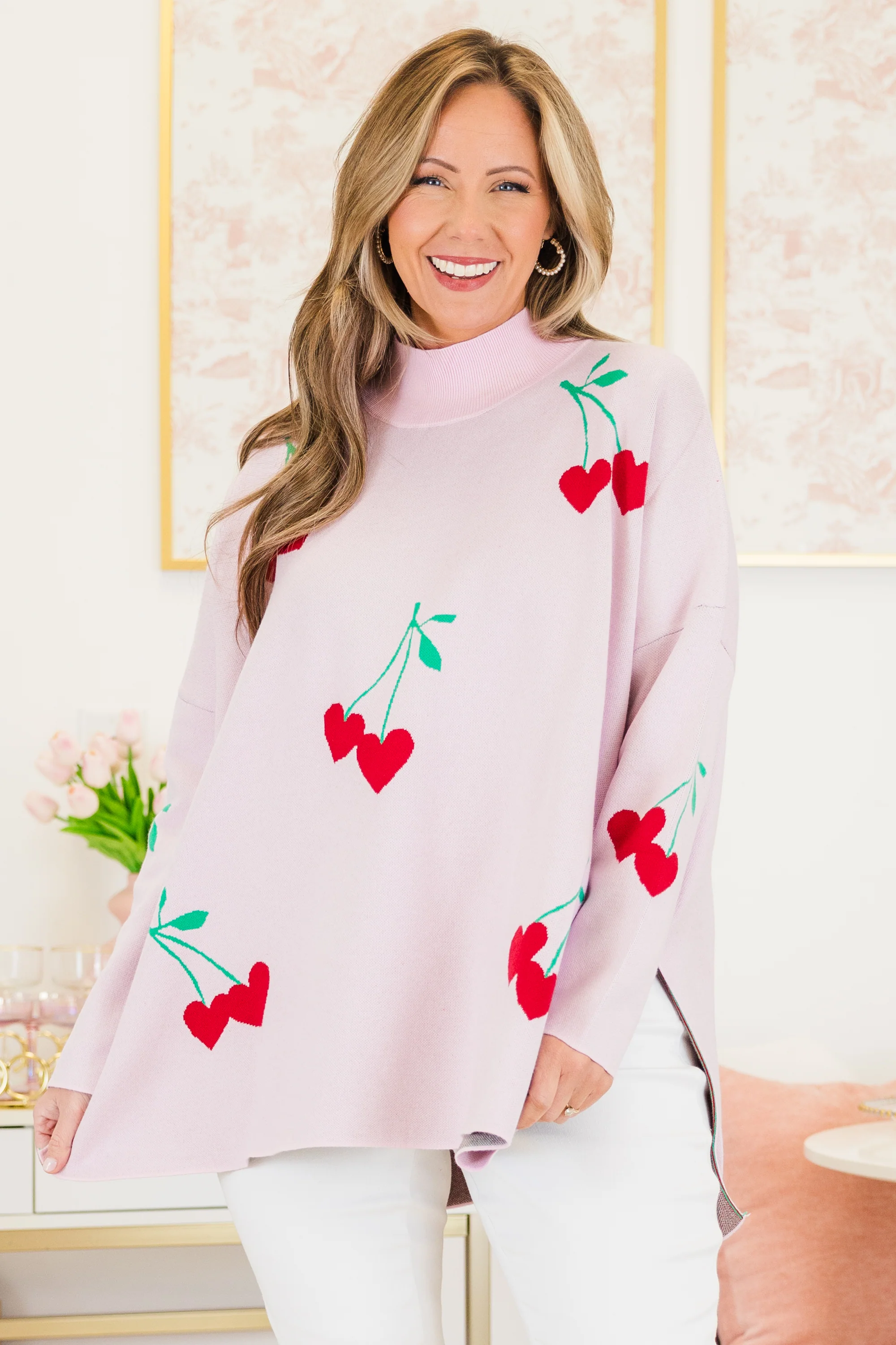 Cherry Sweet Sweater, Pink - Giverhouse