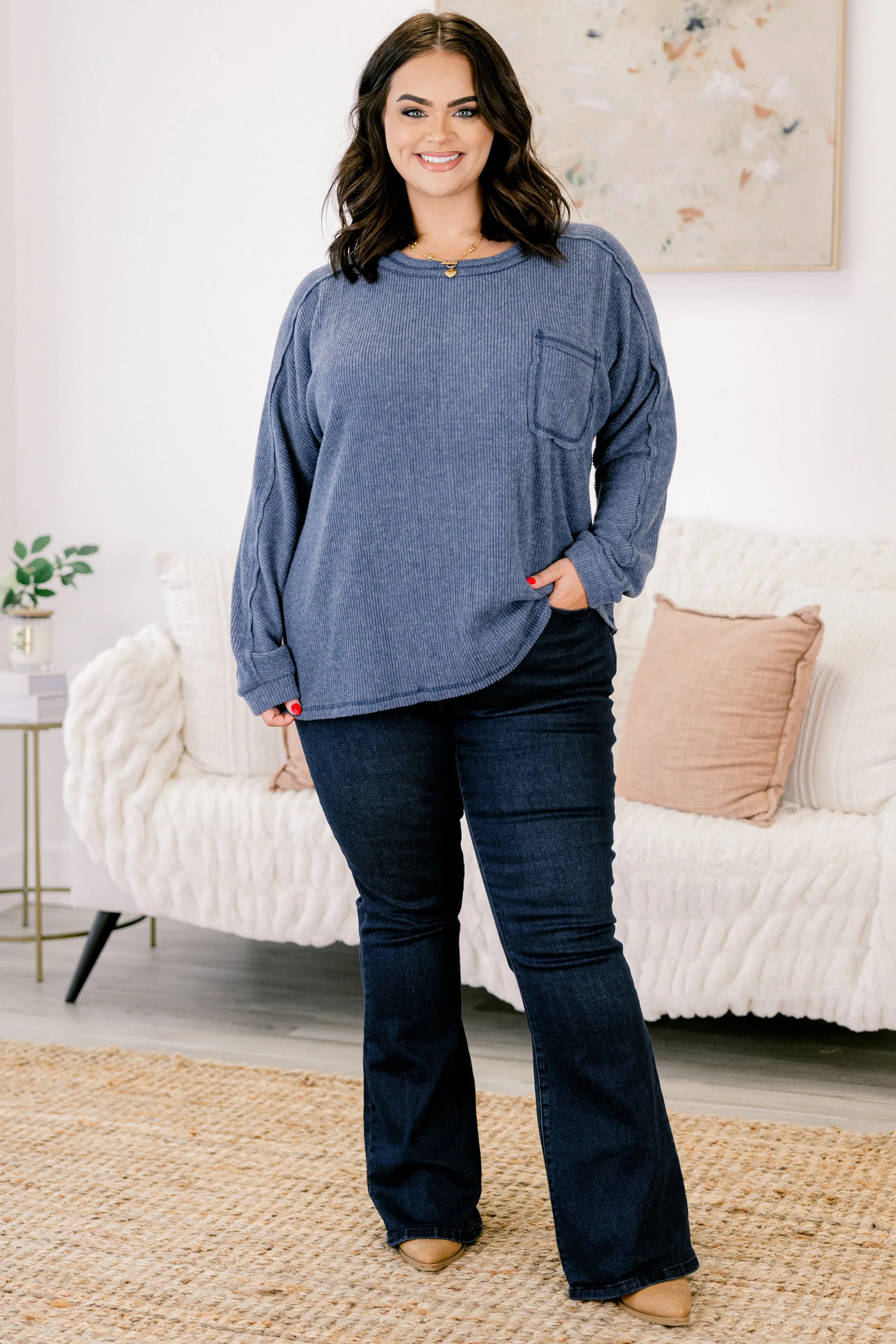 Just Move Along Top, Dusty Blue - Giverhouse