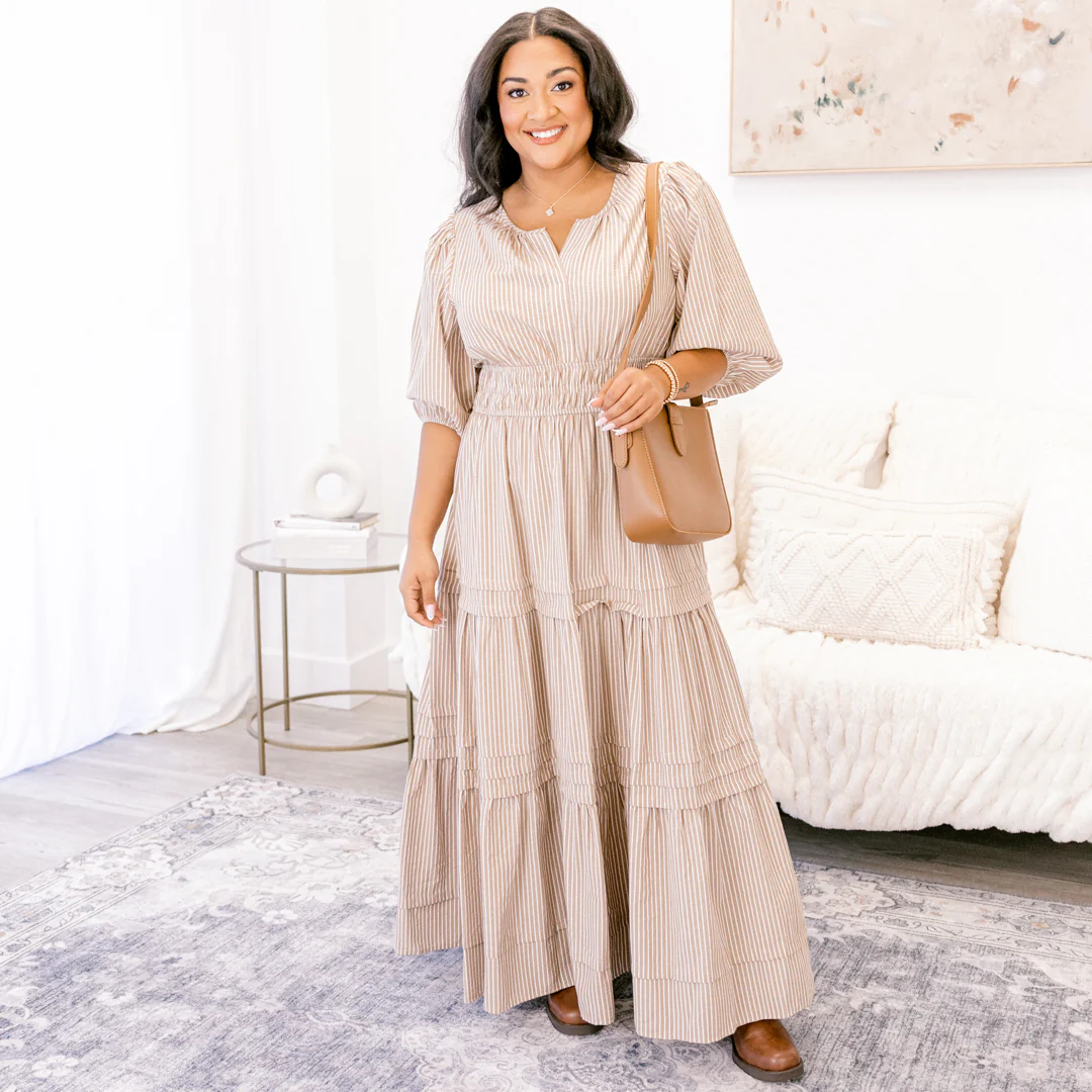 The Clear Choice Dress, Brown Stripe - Giverhouse