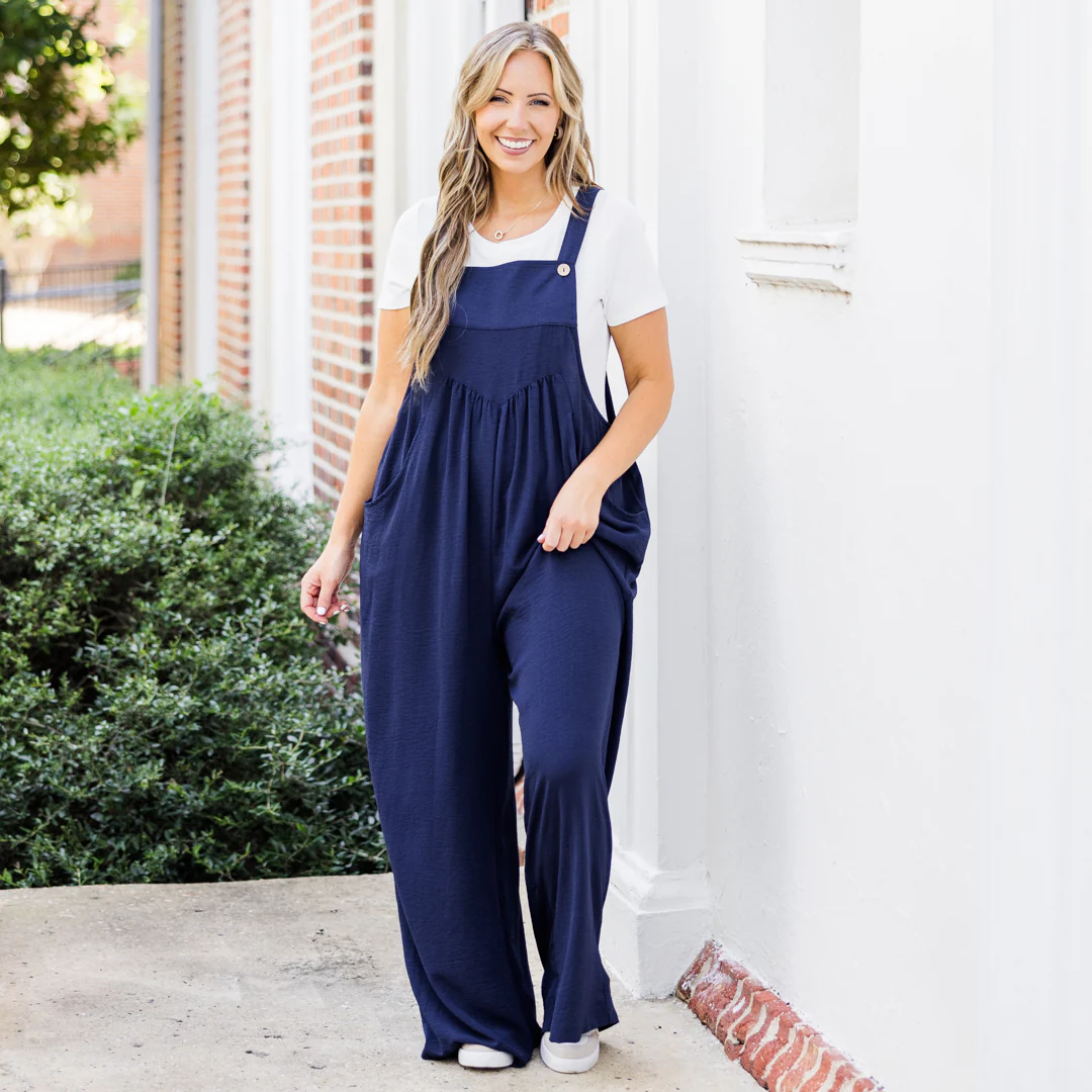 Got To Laugh Jumpsuit, Navy - Giverhouse