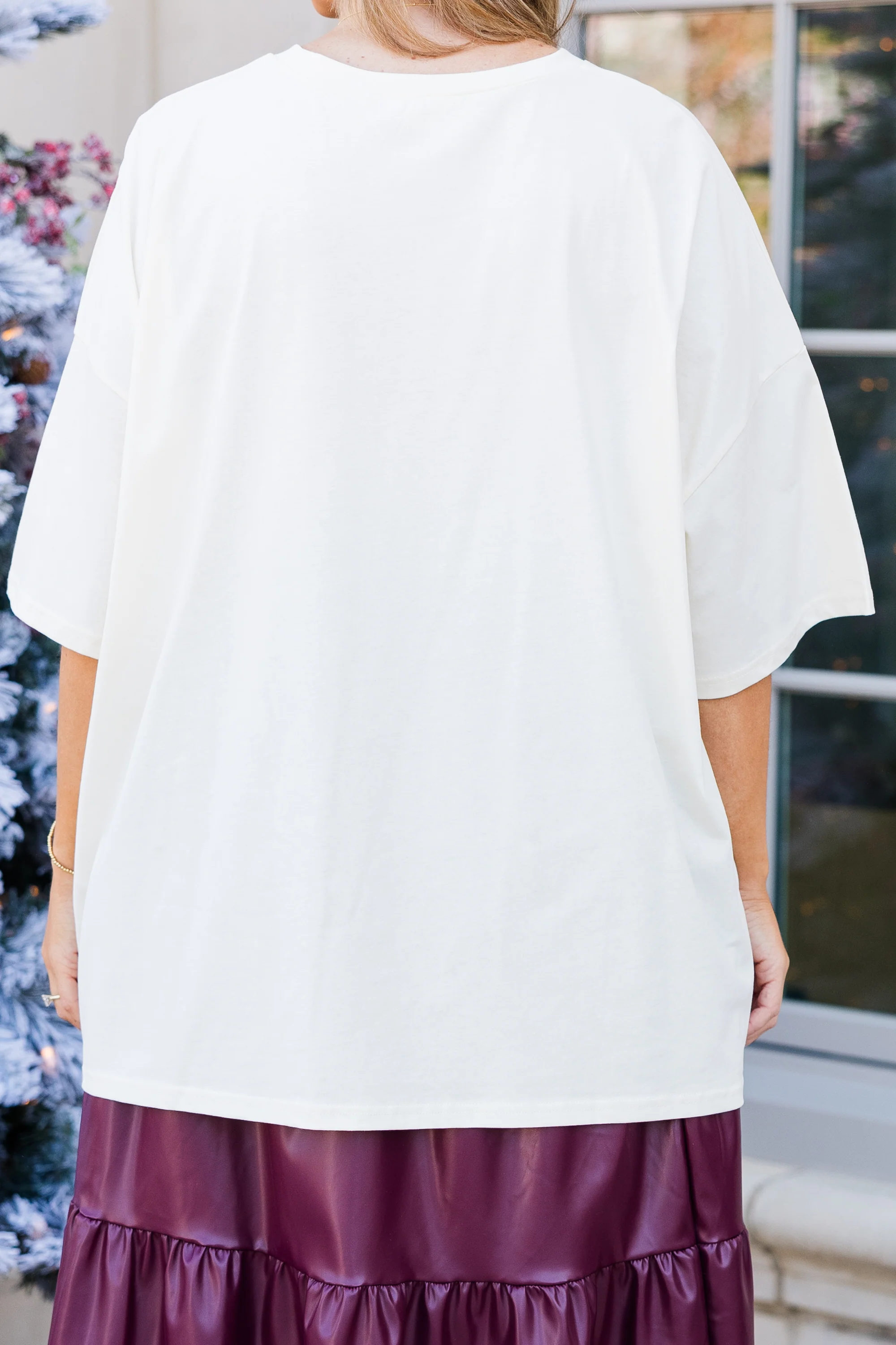 Gingerbread House Boyfriend Tee, Ivory - Giverhouse