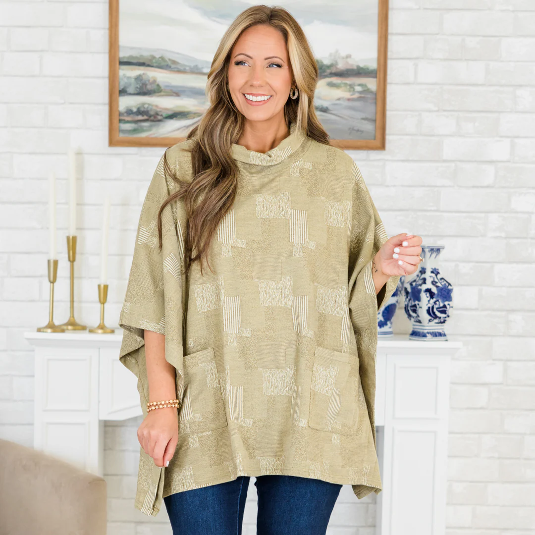 Sweater Weather Poncho, Taupe - Giverhouse
