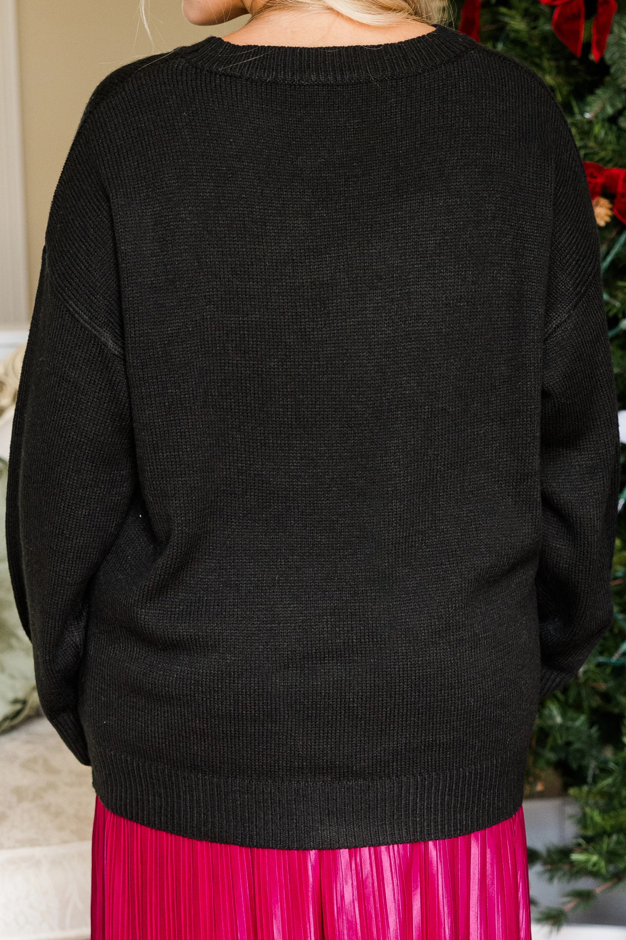 Holly Jolly All The Way Sweater, Black - Giverhouse