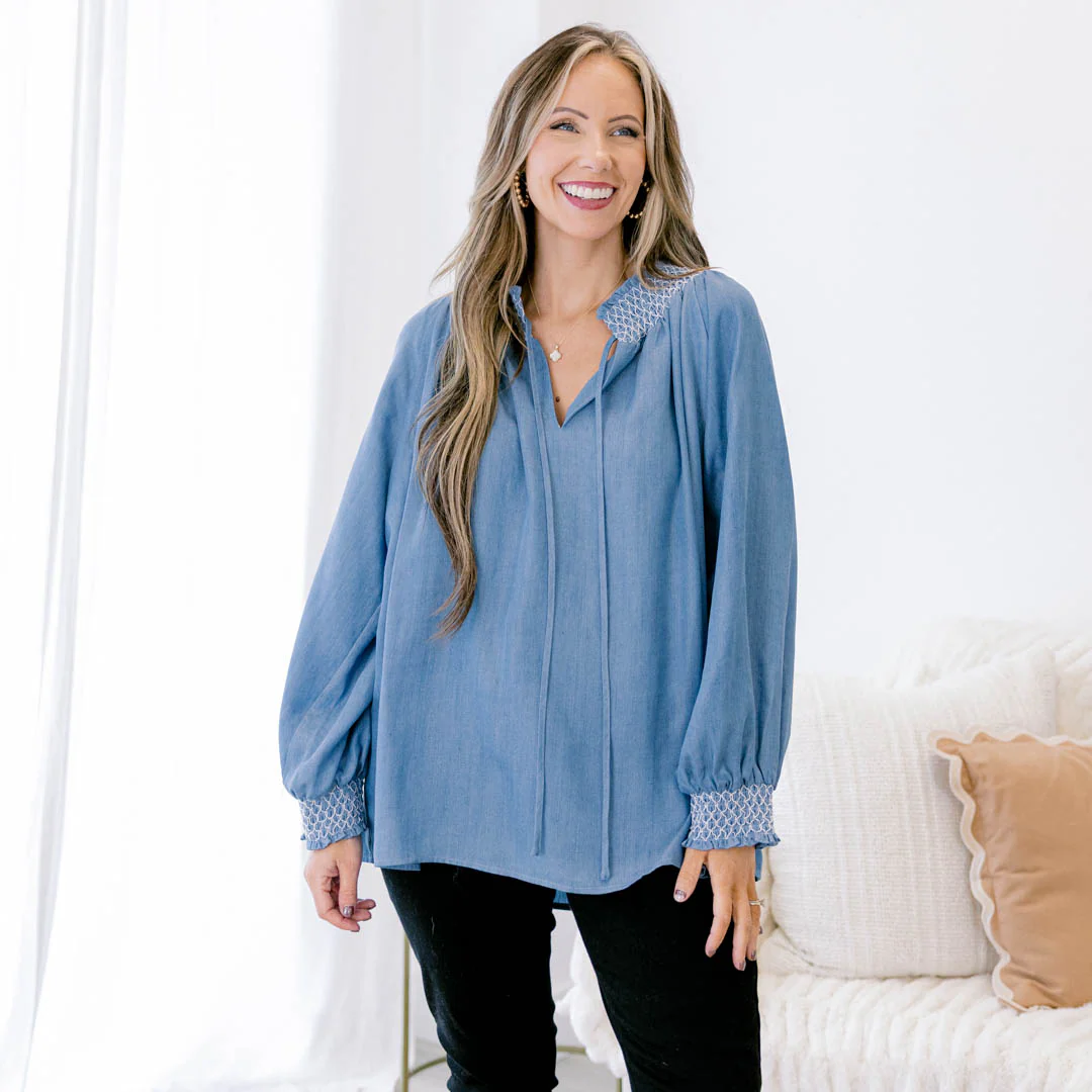 Subtle Reminder Top, Chambray - Giverhouse