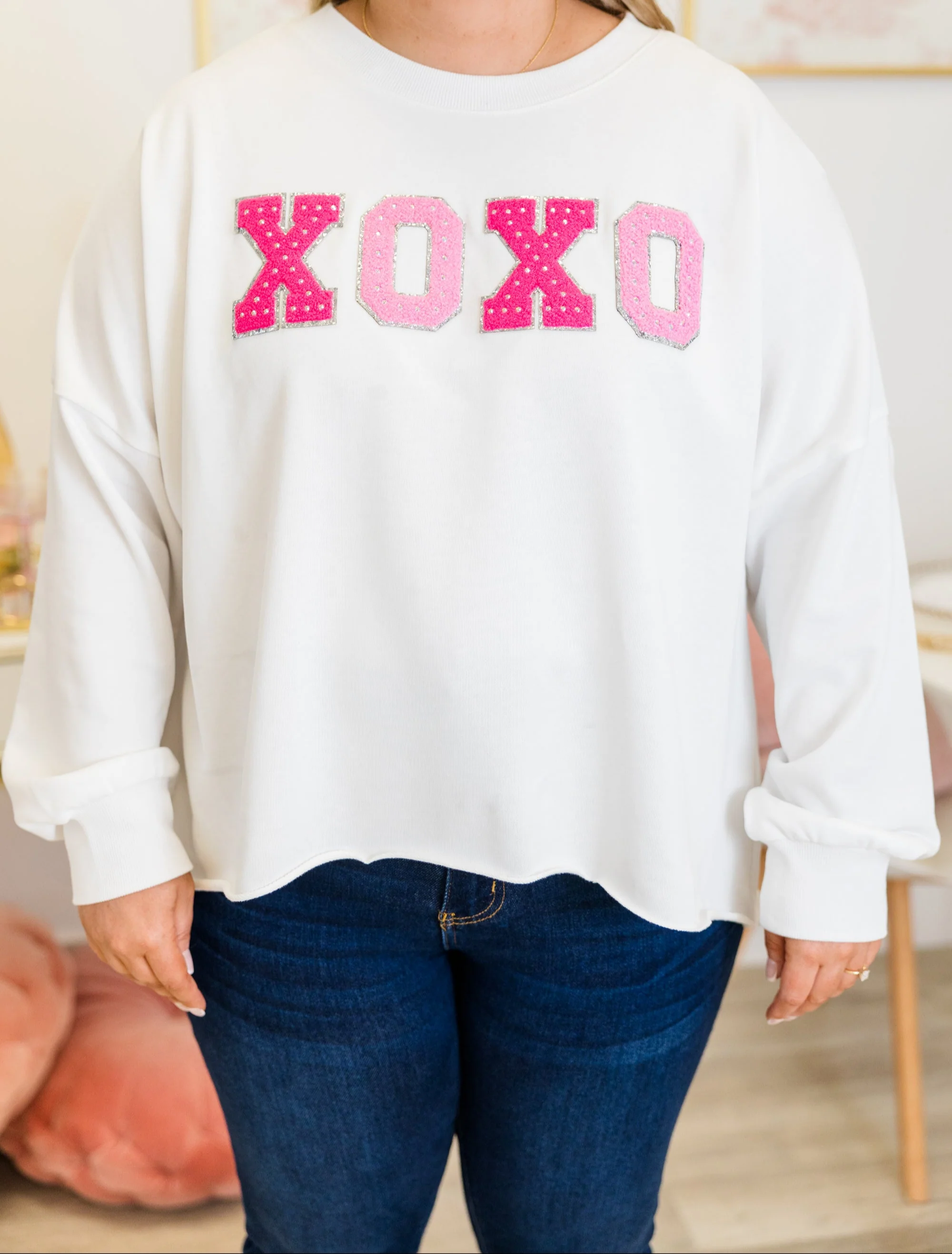 Sending You Hugs And Kisses Pullover, White - Giverhouse