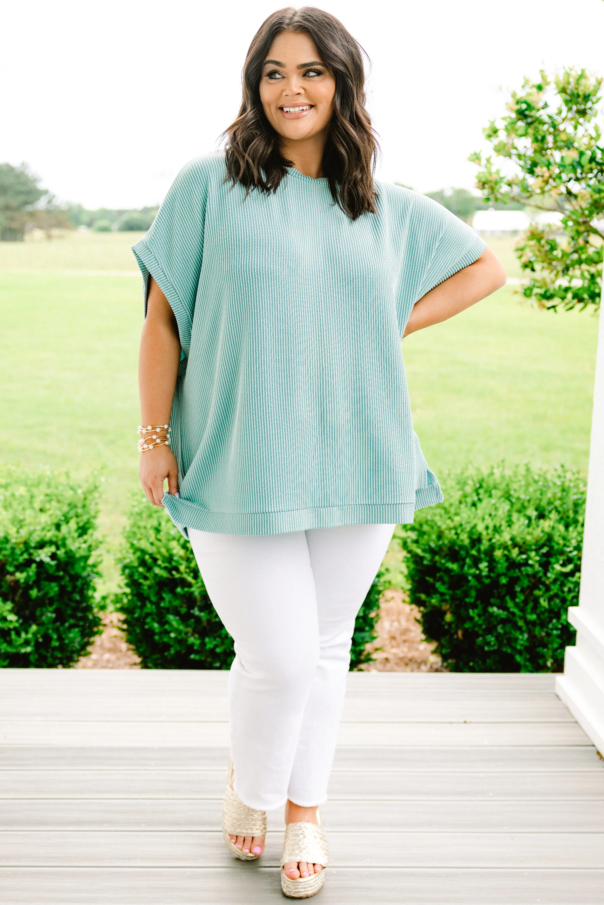 All About Knits Top, Turquoise - Giverhouse