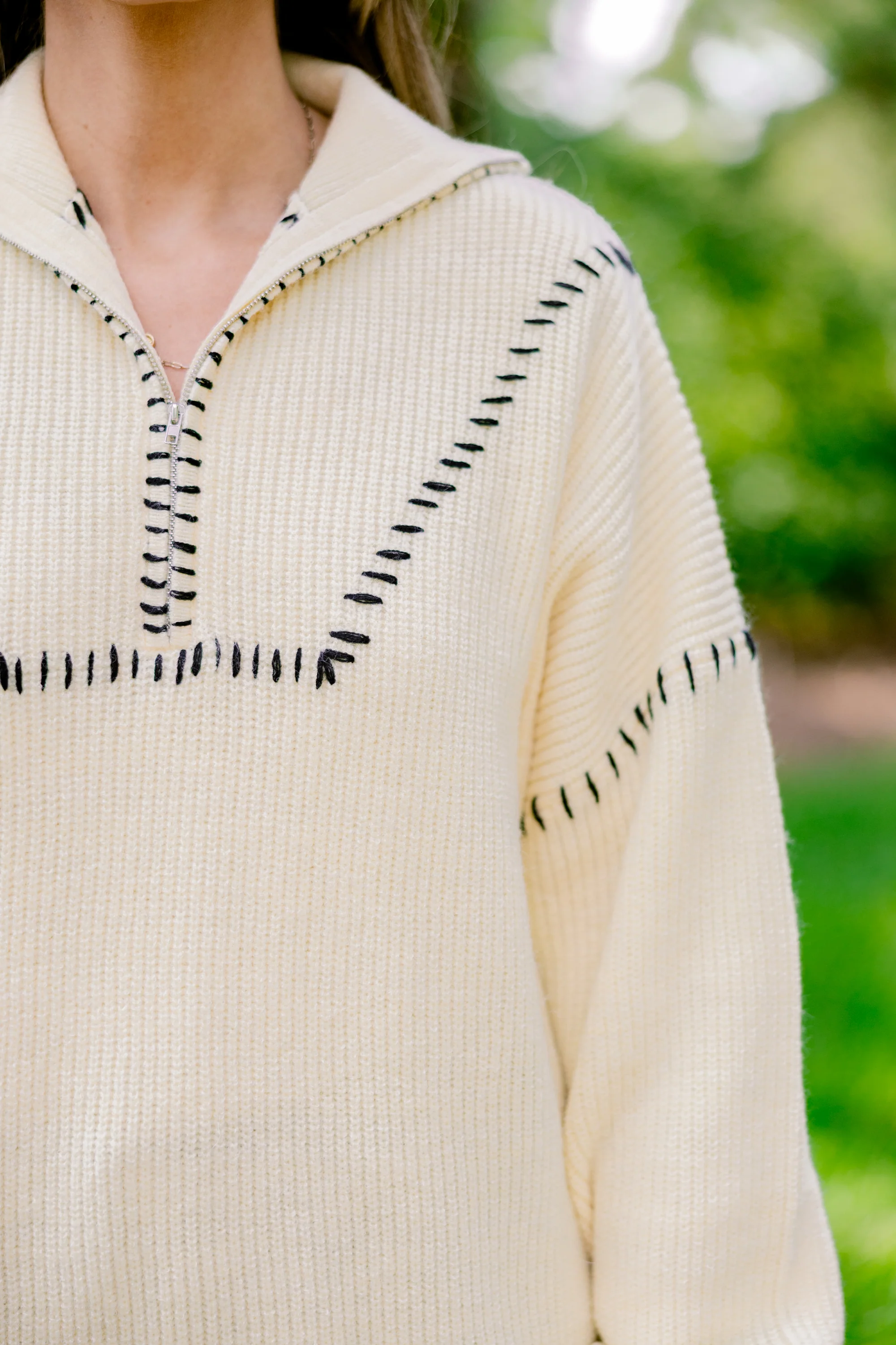 Falling For Fall Sweater, Cream-Black - Giverhouse