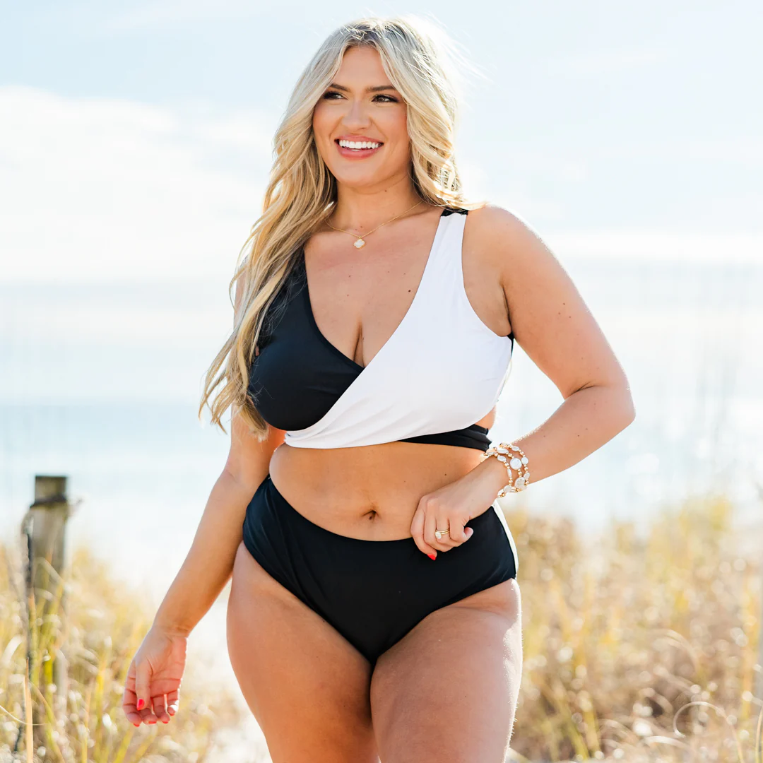 Catch Flights Swim Bottom, Black/White - Giverhouse