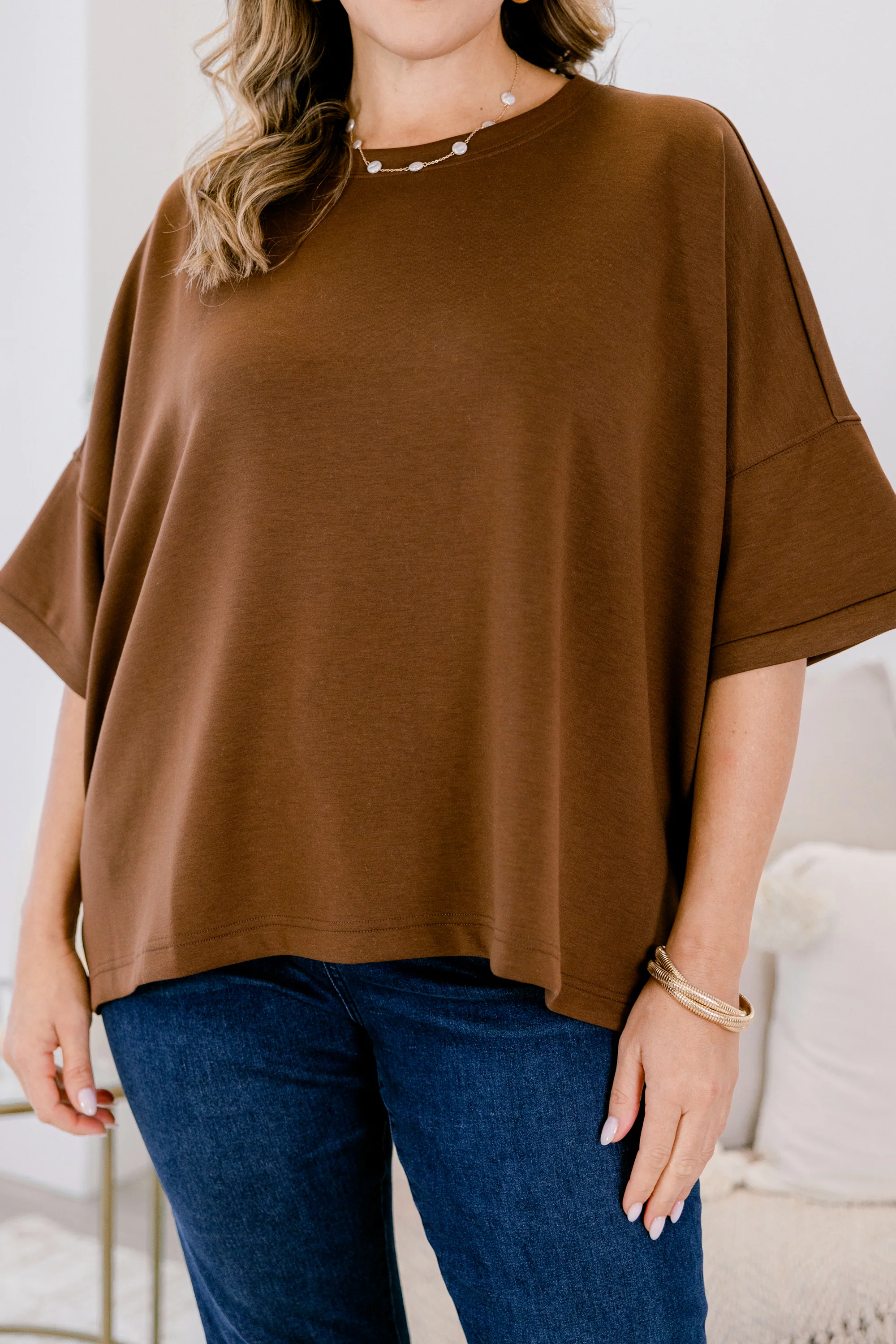 Comfortable Charm Top, Brown - Giverhouse