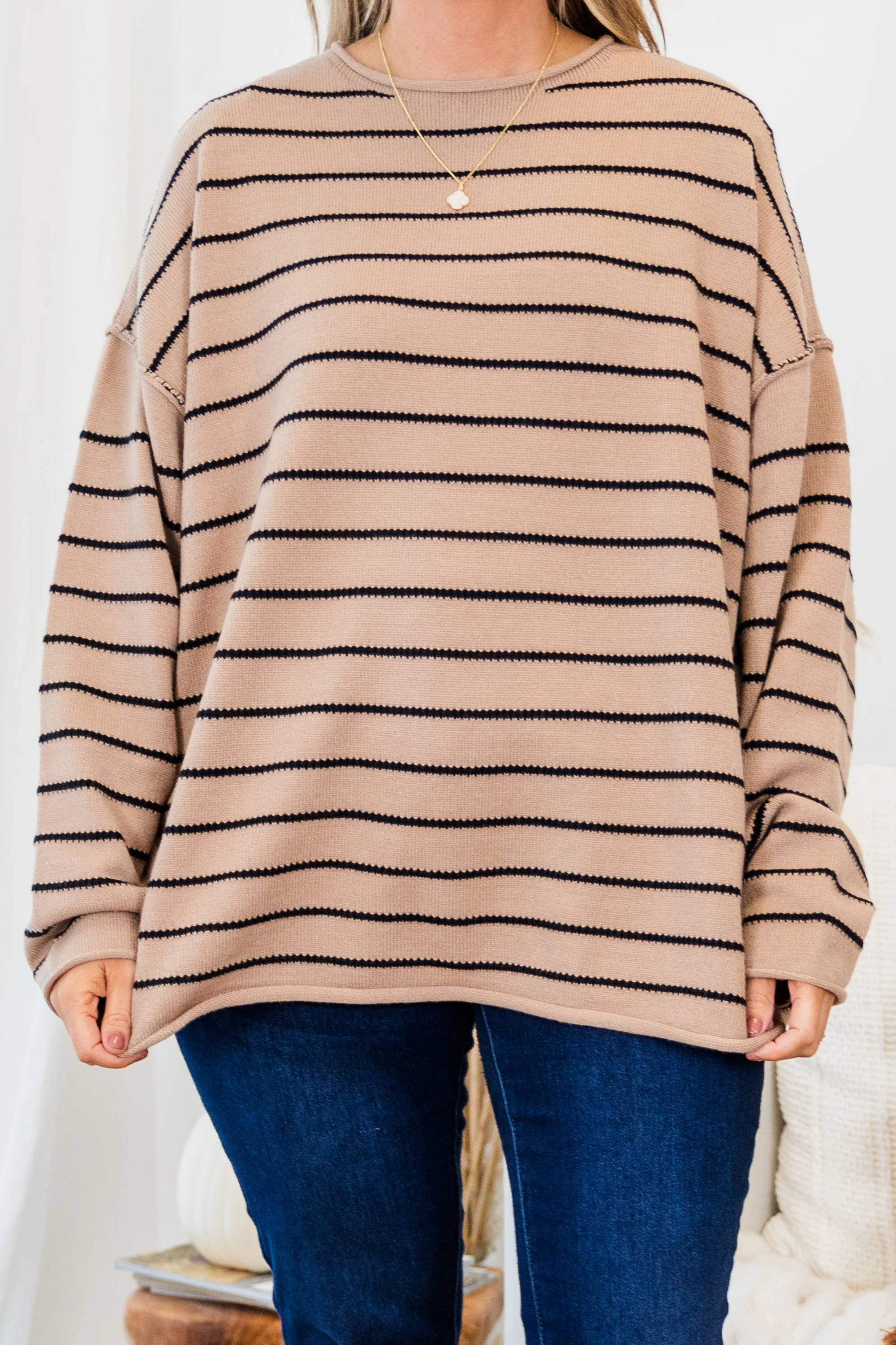 Slumber Party Time Sweater, Tan - Giverhouse