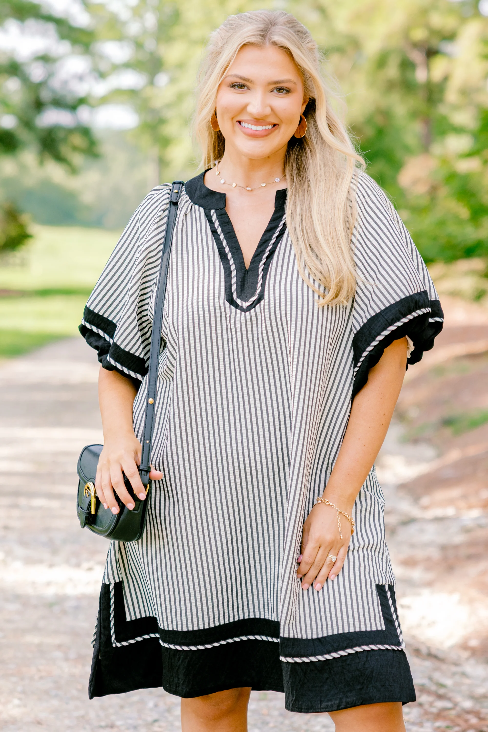 Keep Me Company Dress, Black Stripe - Giverhouse