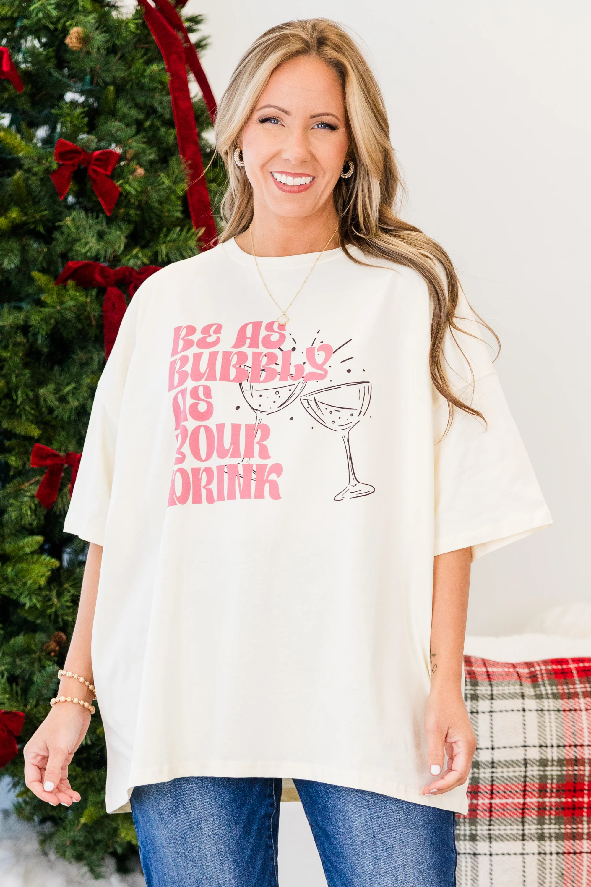 Be Bubbly Boyfriend Tee, Ivory - Giverhouse