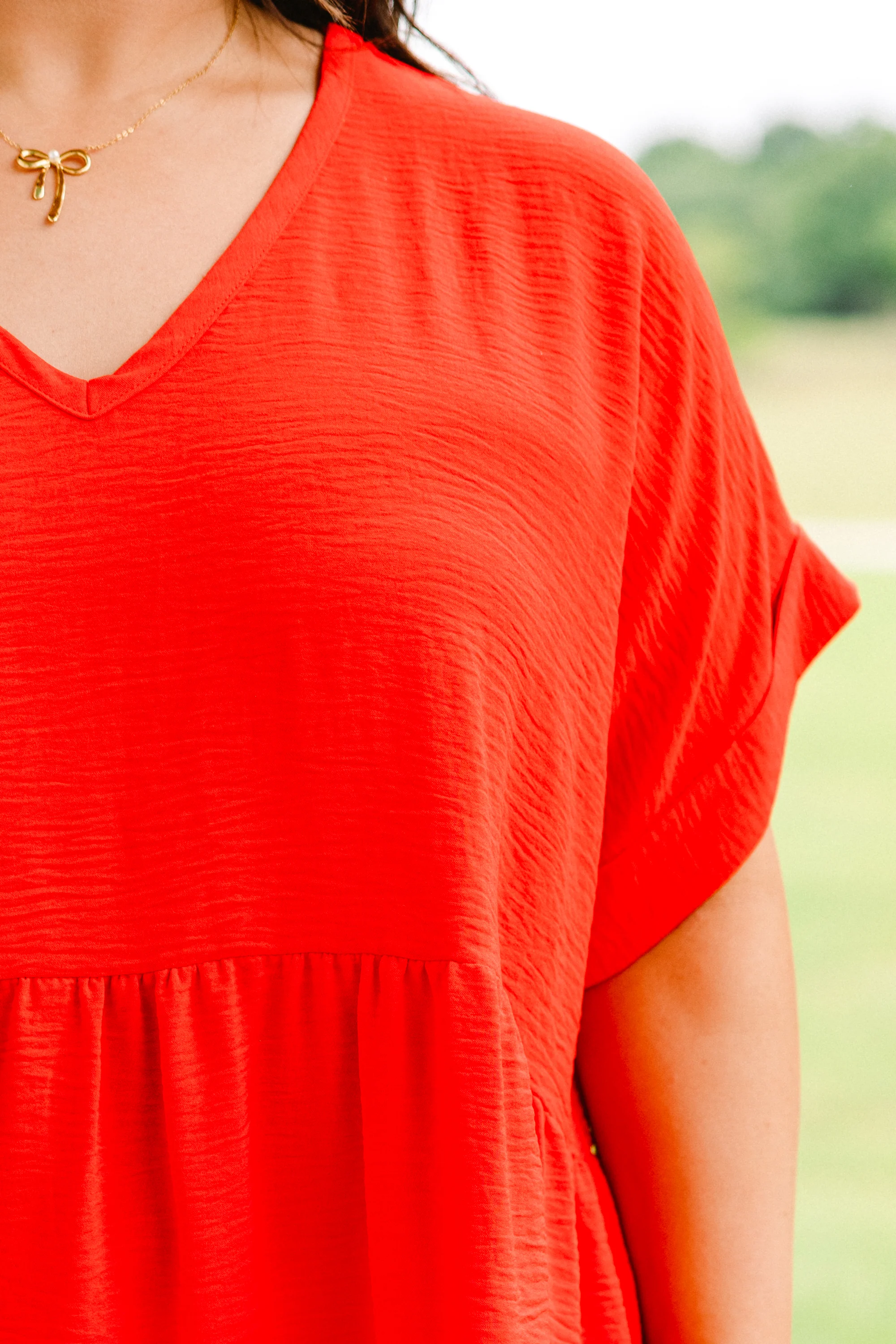 Wide Eyed Gaze Top, Tomato - Giverhouse