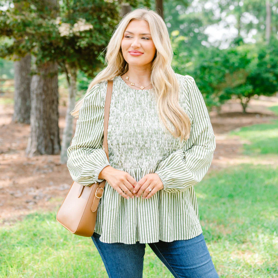 Wallflower Kisses Top, Green Stripe - Giverhouse