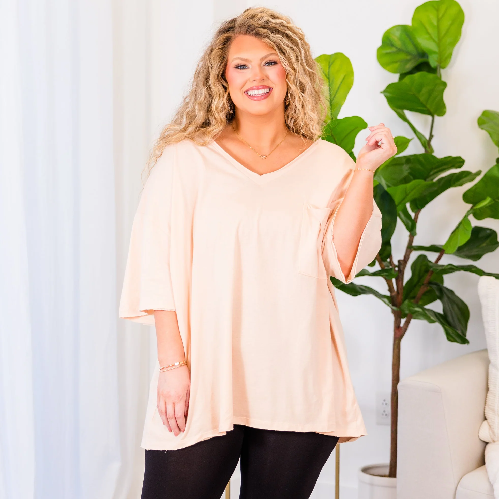 Dancing In The Mirror Top, Cream Peach - Giverhouse