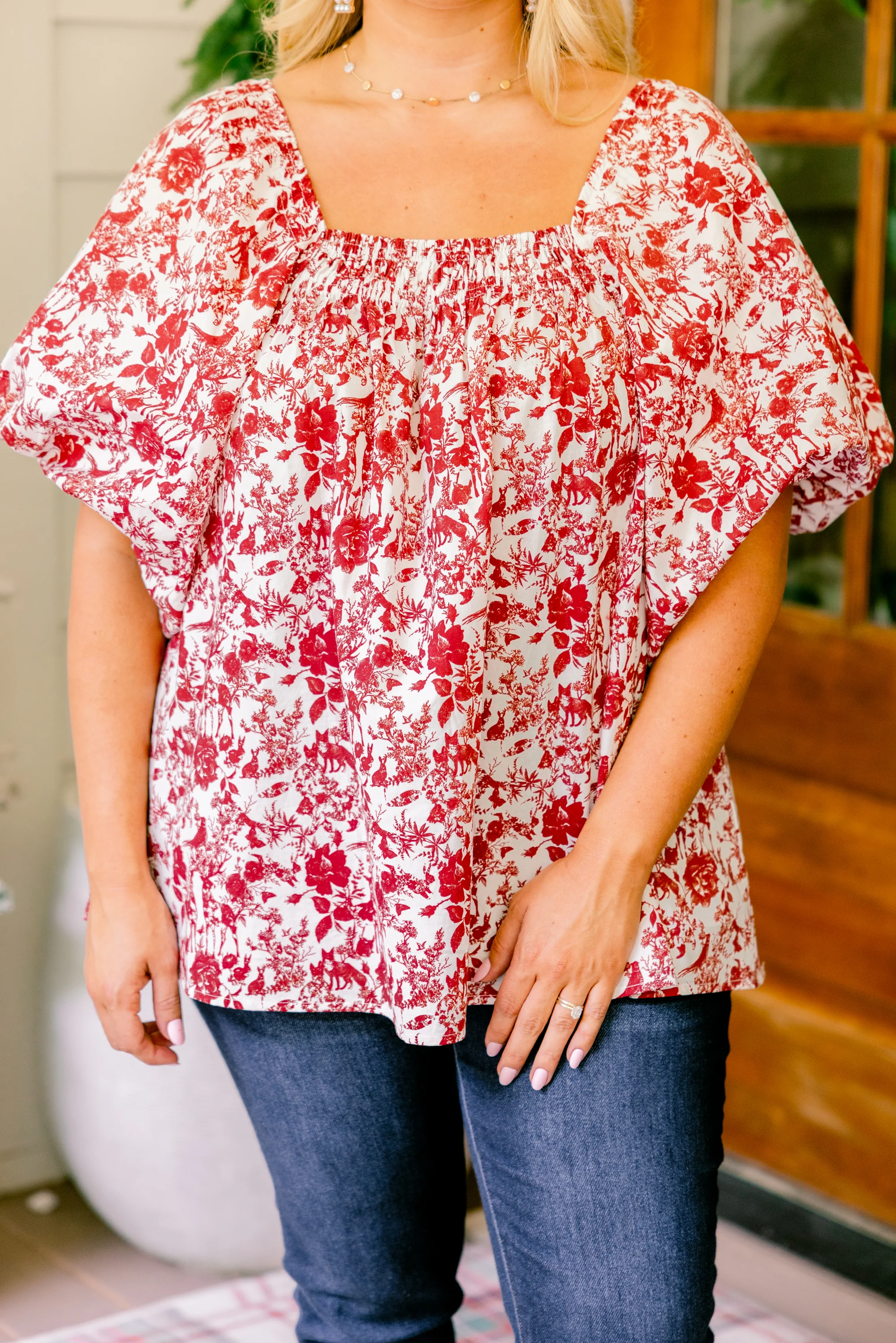 Cozy Love Top, Red Toile - Giverhouse