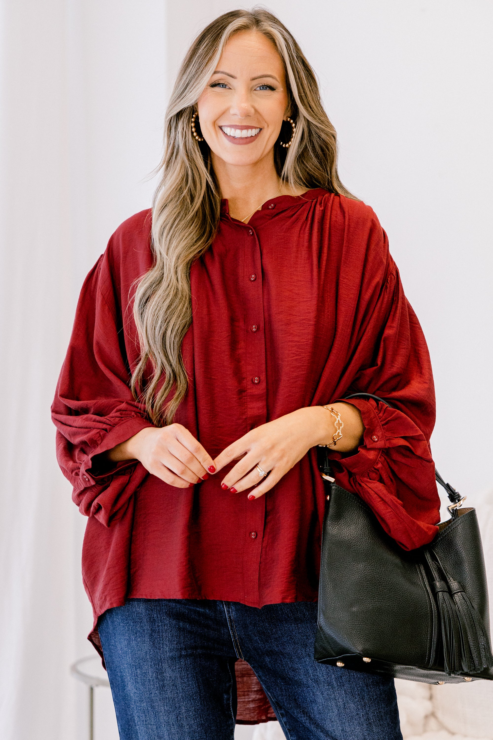 Away From It All Tunic, Burgundy - Giverhouse