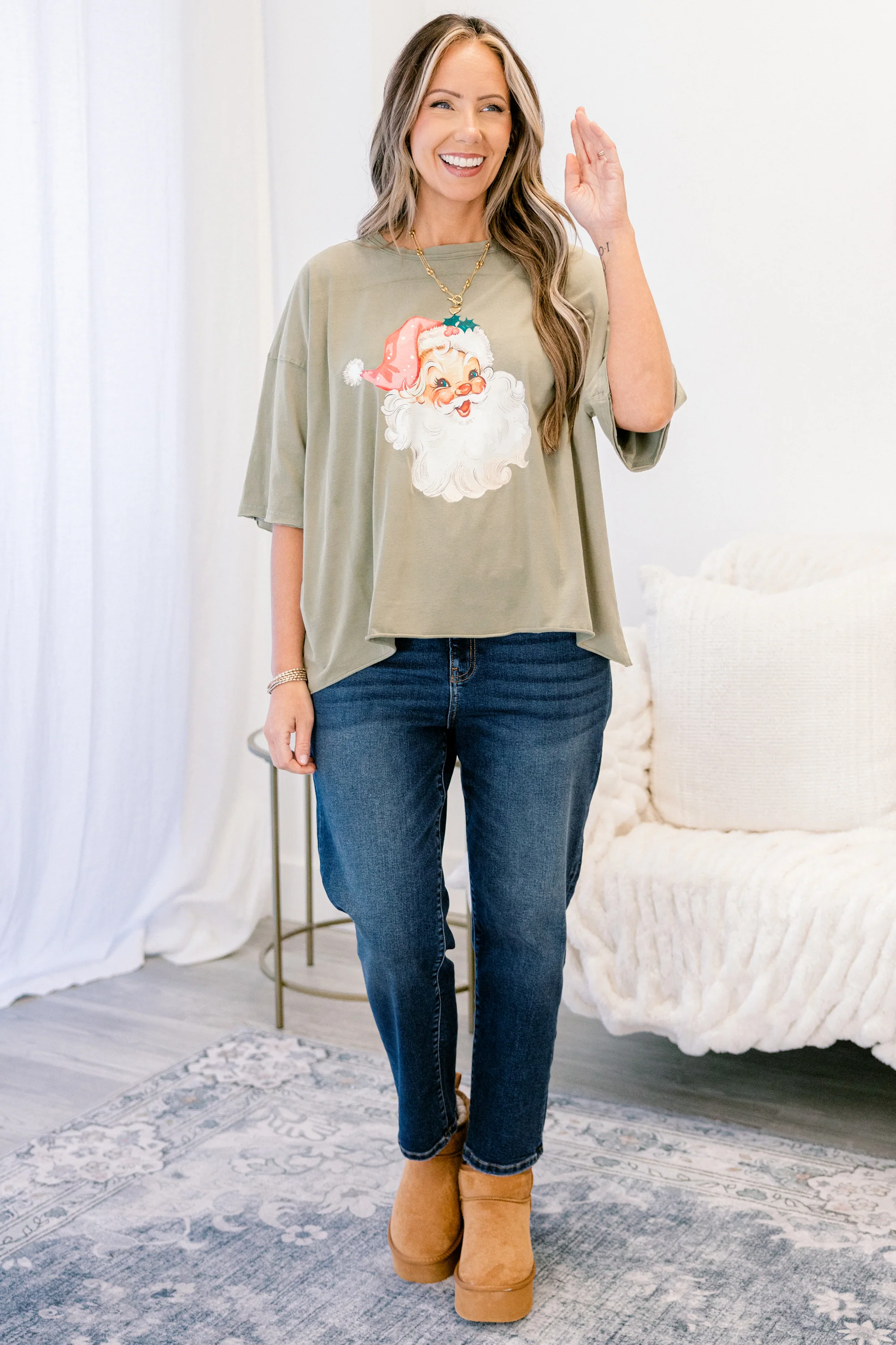 Vintage Santa Vintage Wash Tee, Army Green - Giverhouse