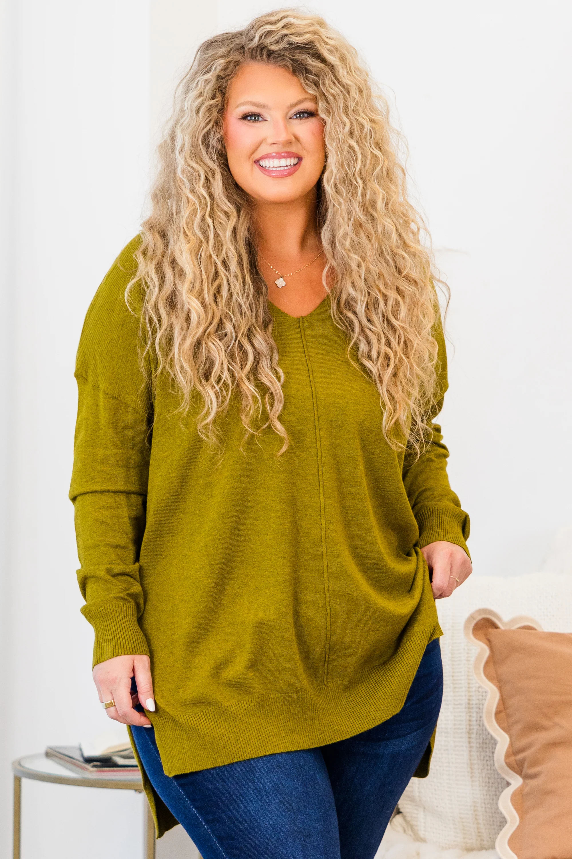 Miss Who I Was Sweater, Heather Olive - Giverhouse