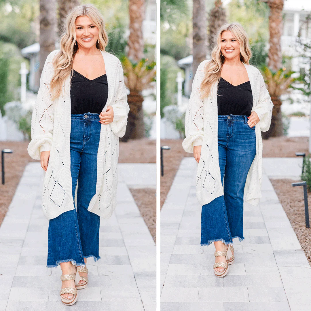 Eat, Drink, And Be Cozy Cardigan, White - Giverhouse