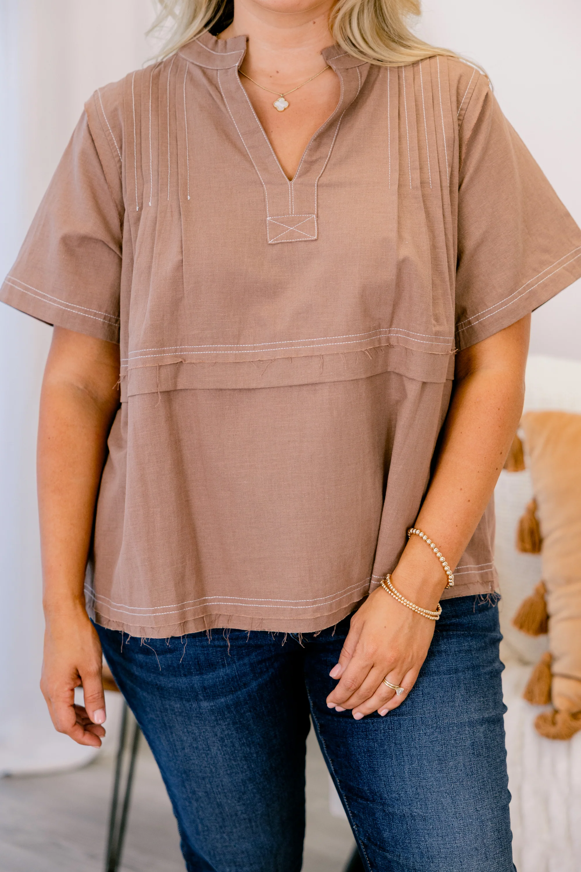 Countryside Trip Top, Brown - Giverhouse