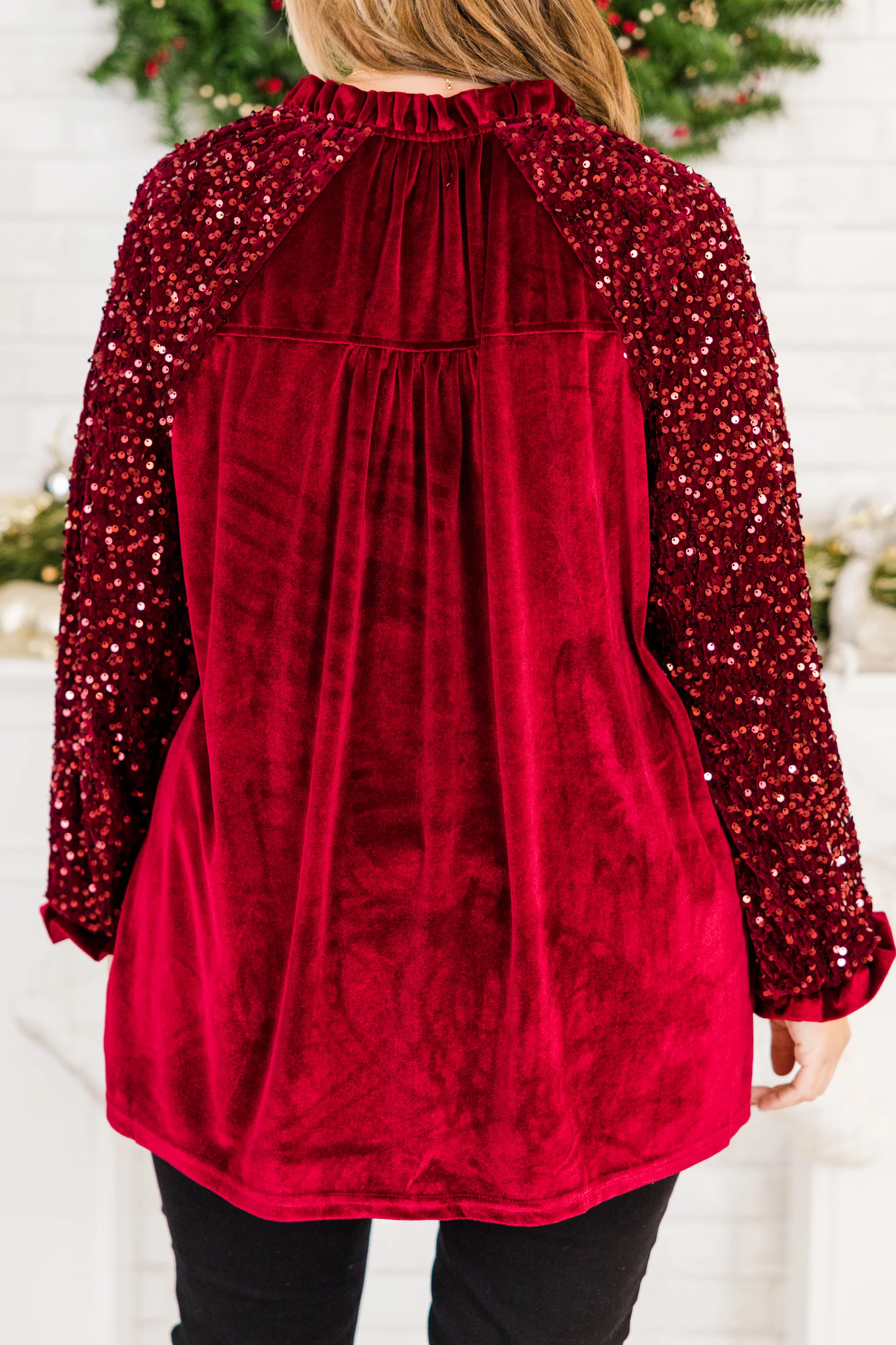 Nothing Even Matters Blouse, Burgundy - Giverhouse