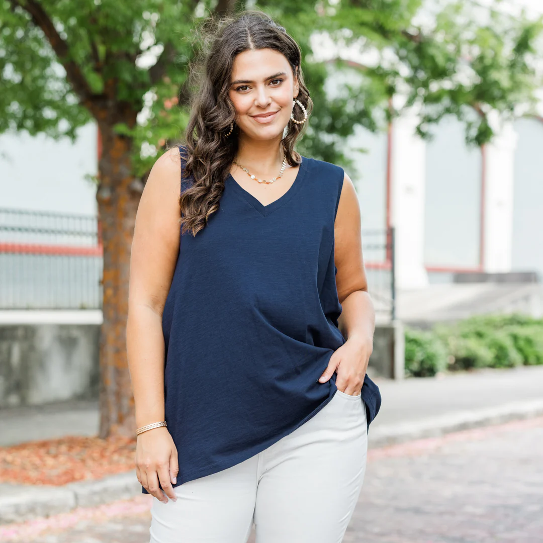 Time To Leave Top, Navy - Giverhouse