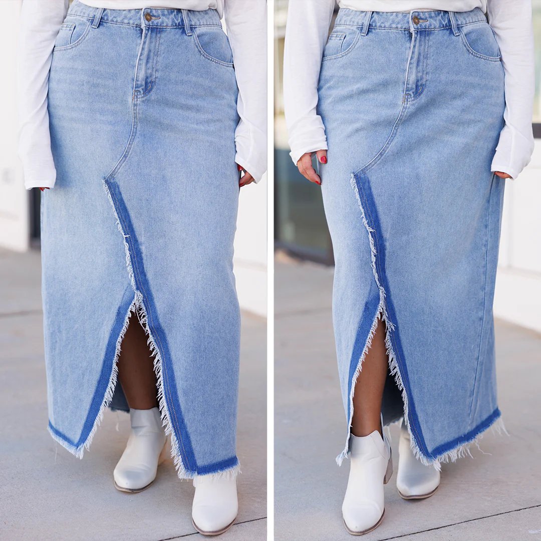 Making Strides Jean Skirt, Light Wash - Giverhouse