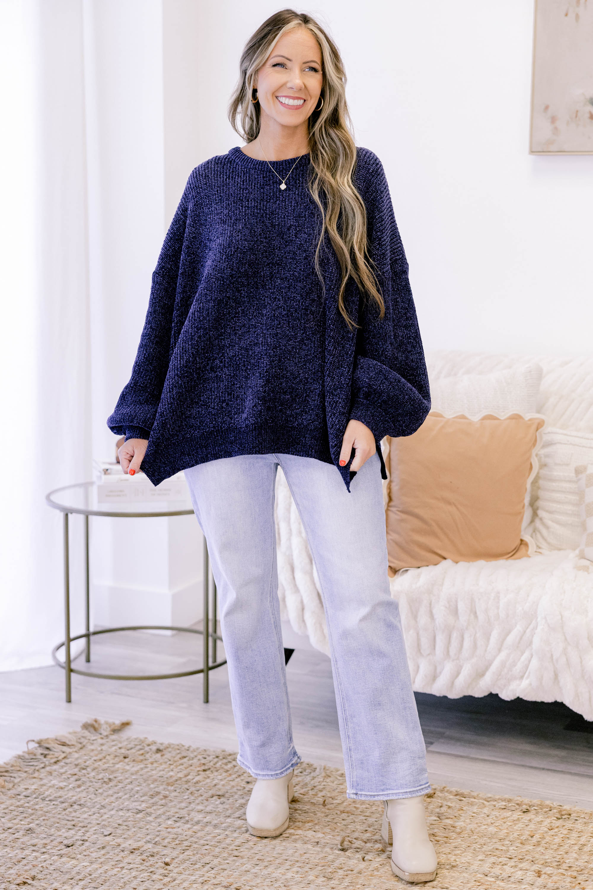 Simple But Sweet Sweater, Navy - Giverhouse