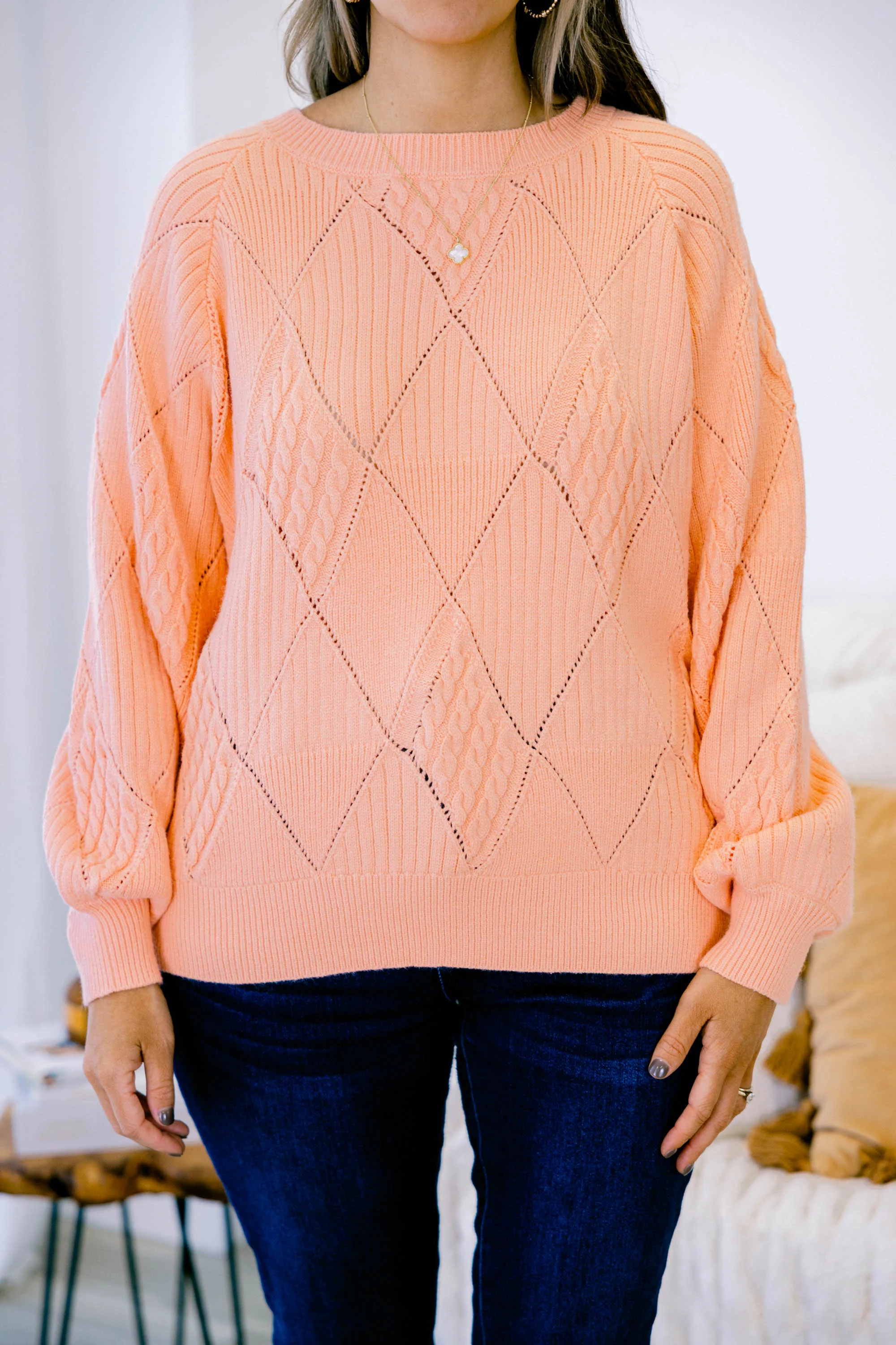 Open My Heart Sweater, Peach - Giverhouse