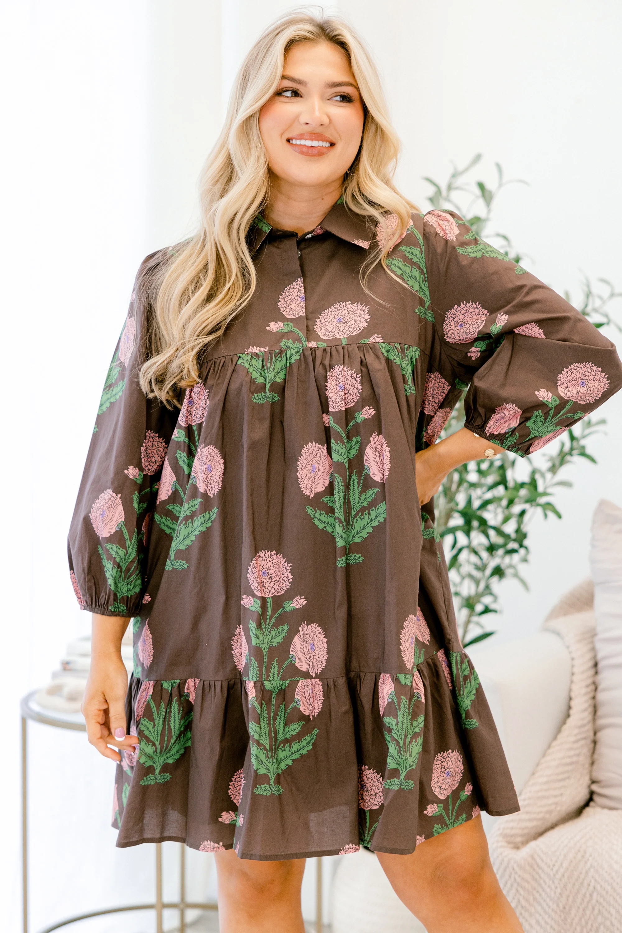 Under The Bouquet Dress, Dark Brown - Giverhouse