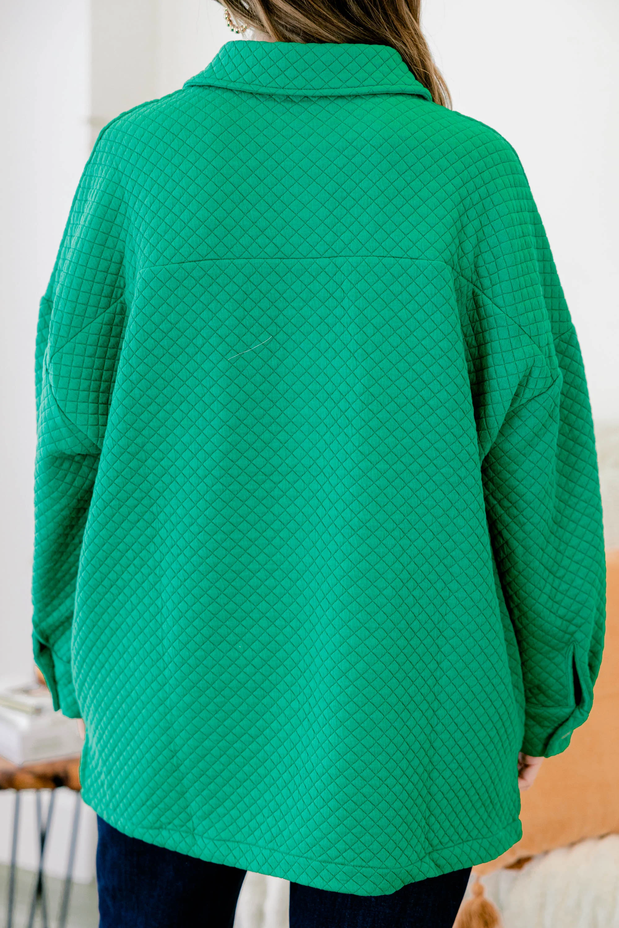 Let The Good In Shacket, Green - Giverhouse