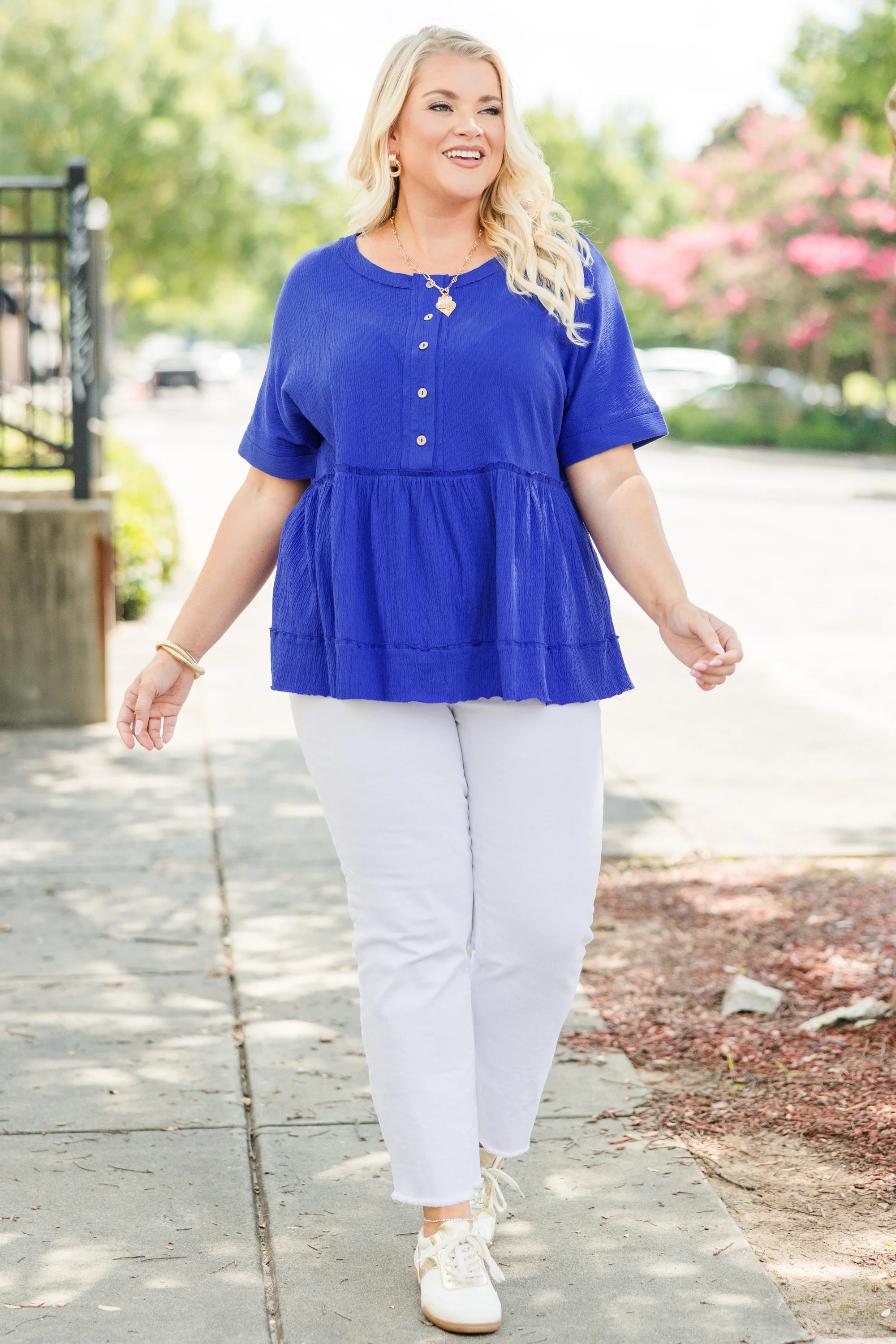 What Should We Do Today Top, Bright Blue - Giverhouse