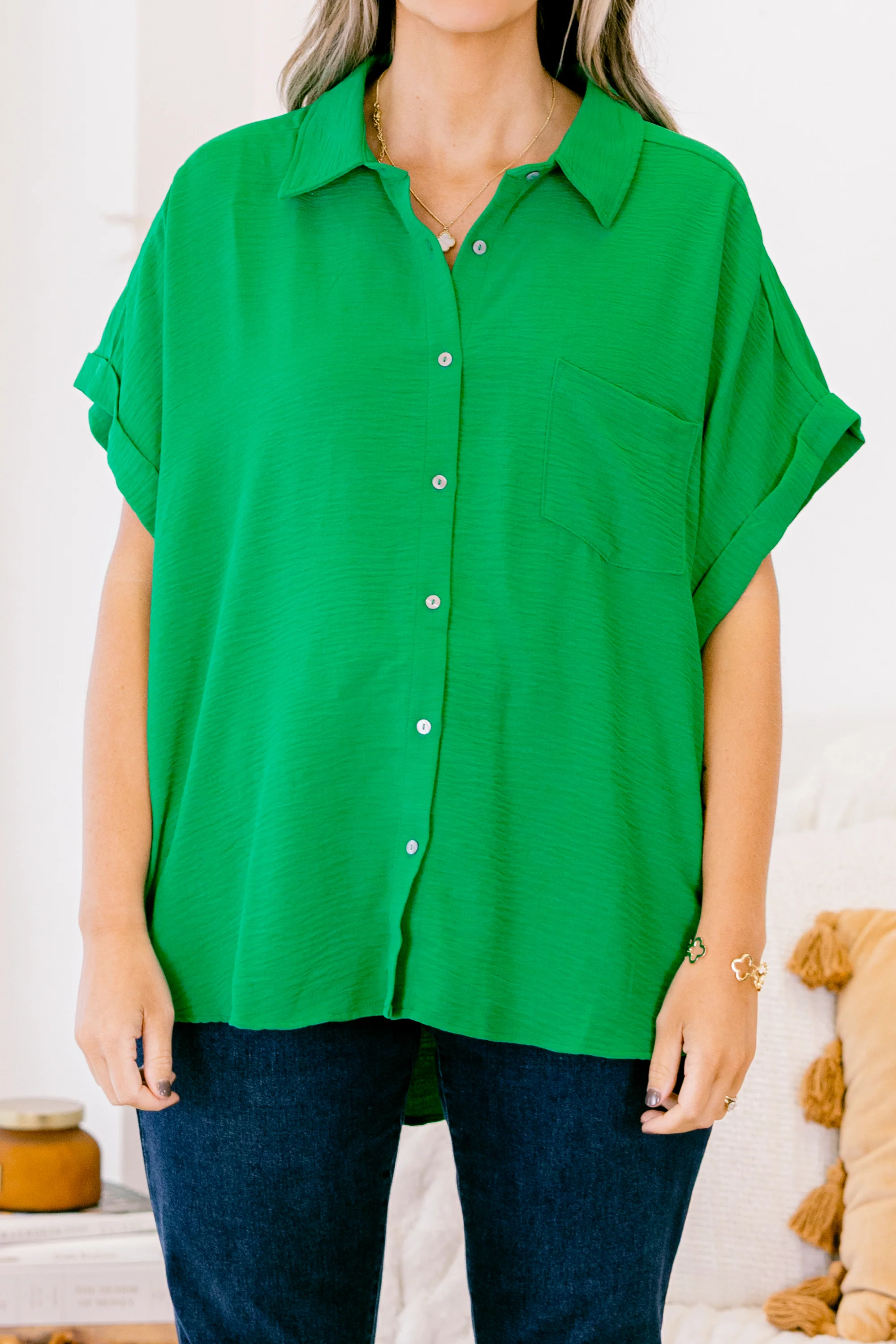 Up In The Air Top, Kelly Green - Giverhouse