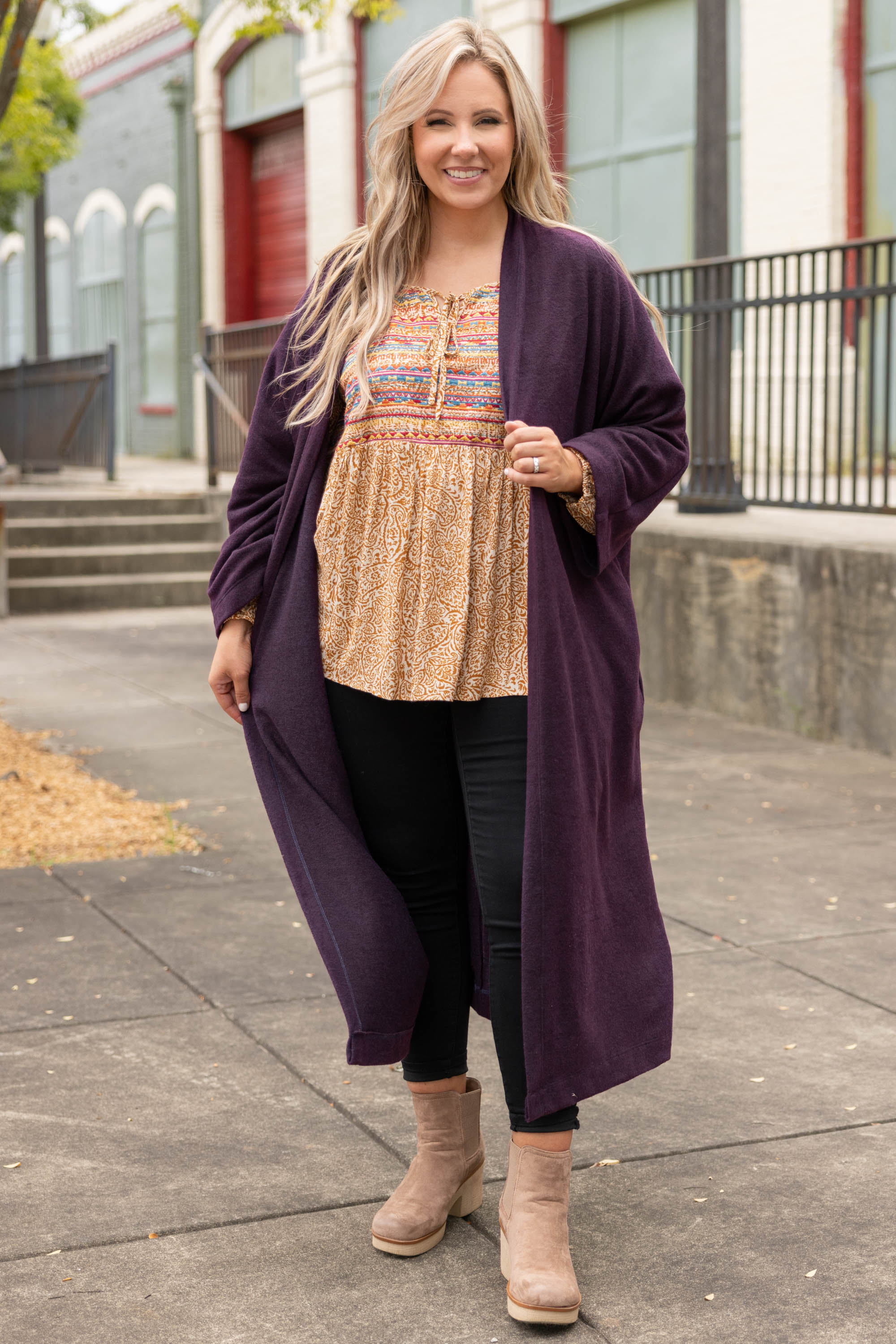 Great Heights Cardigan, Purple - Giverhouse