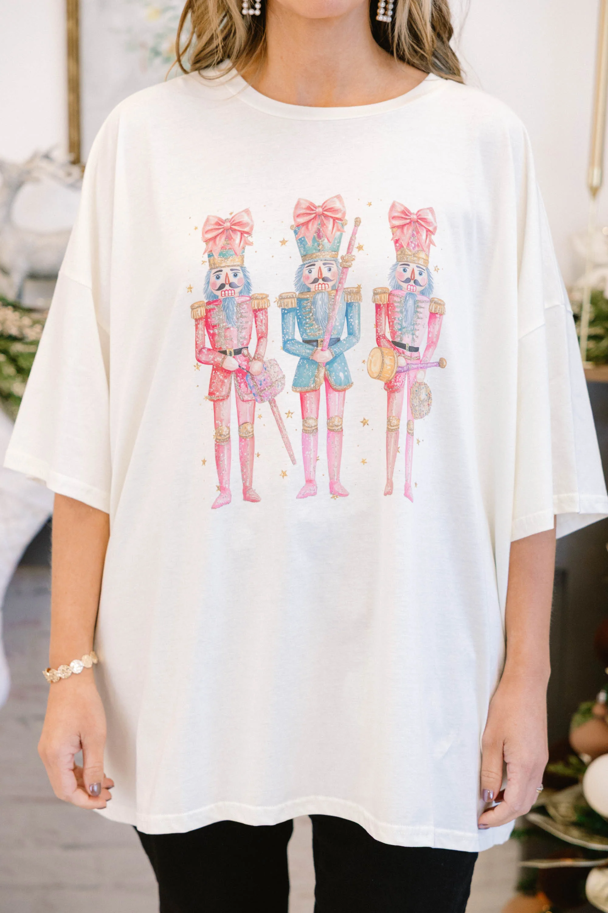 Nutcracker Christmas Boyfriend Tee, Ivory - Giverhouse