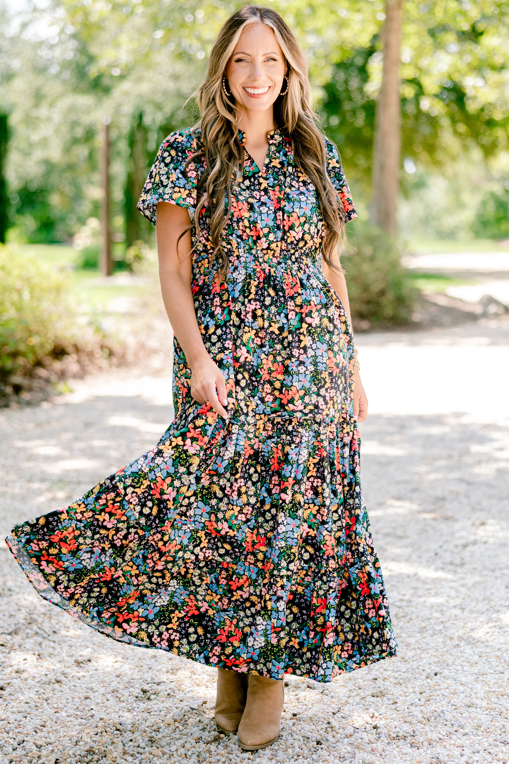 Endless Time Maxi Dress, Black Floral - Giverhouse