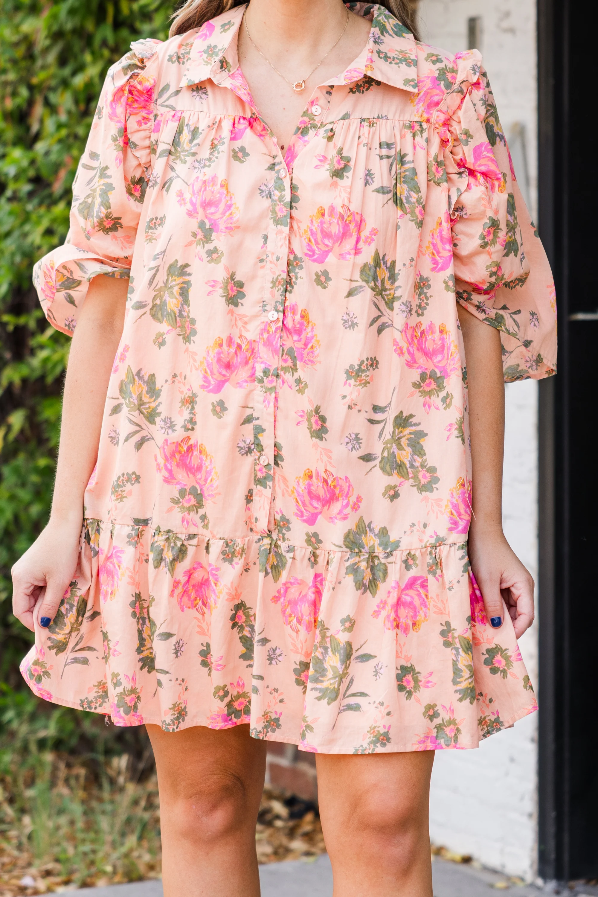 Let's Go Out Tonight Dress, Peach - Giverhouse