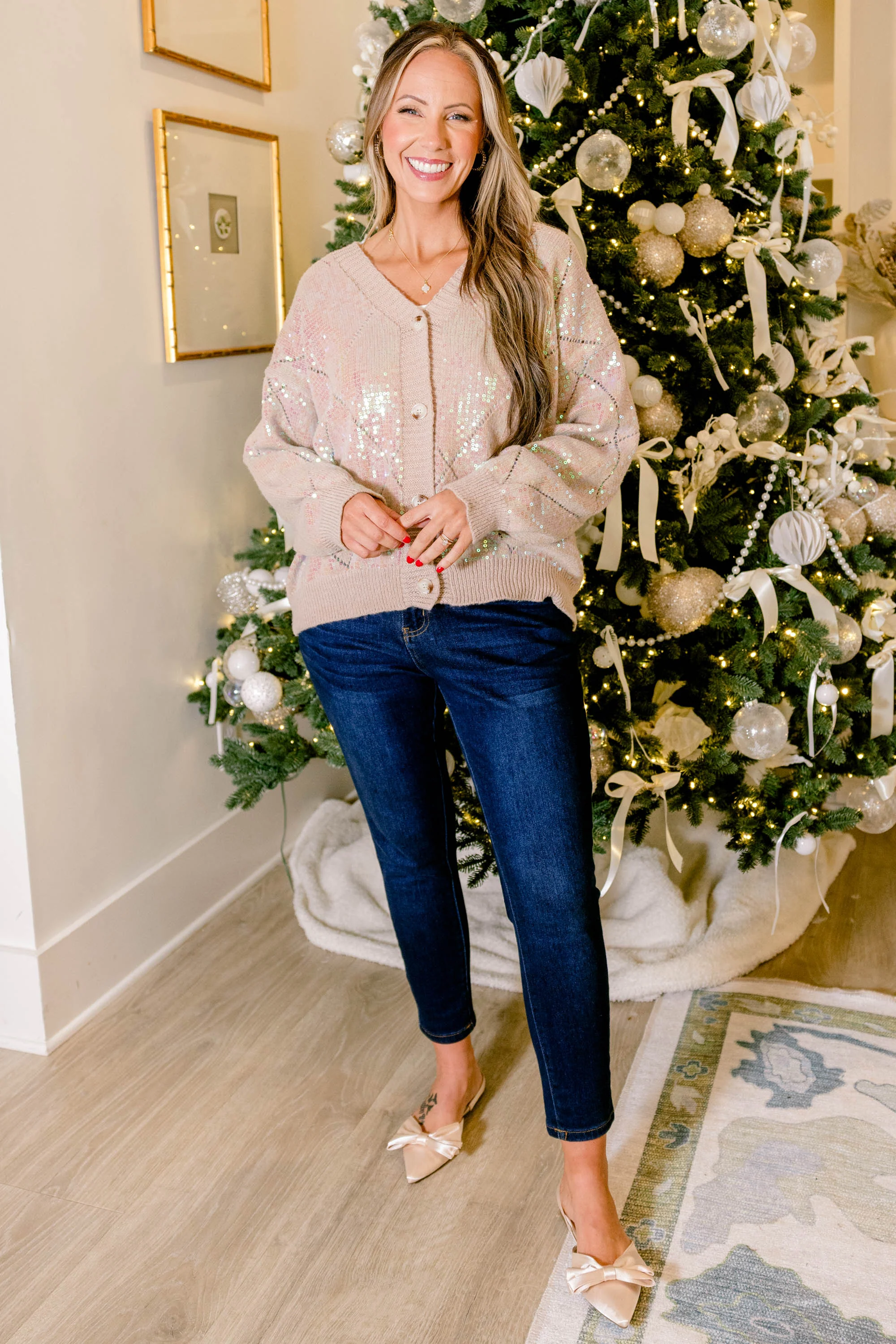 A Look That Lasts Cardigan, Pink Sequin - Giverhouse