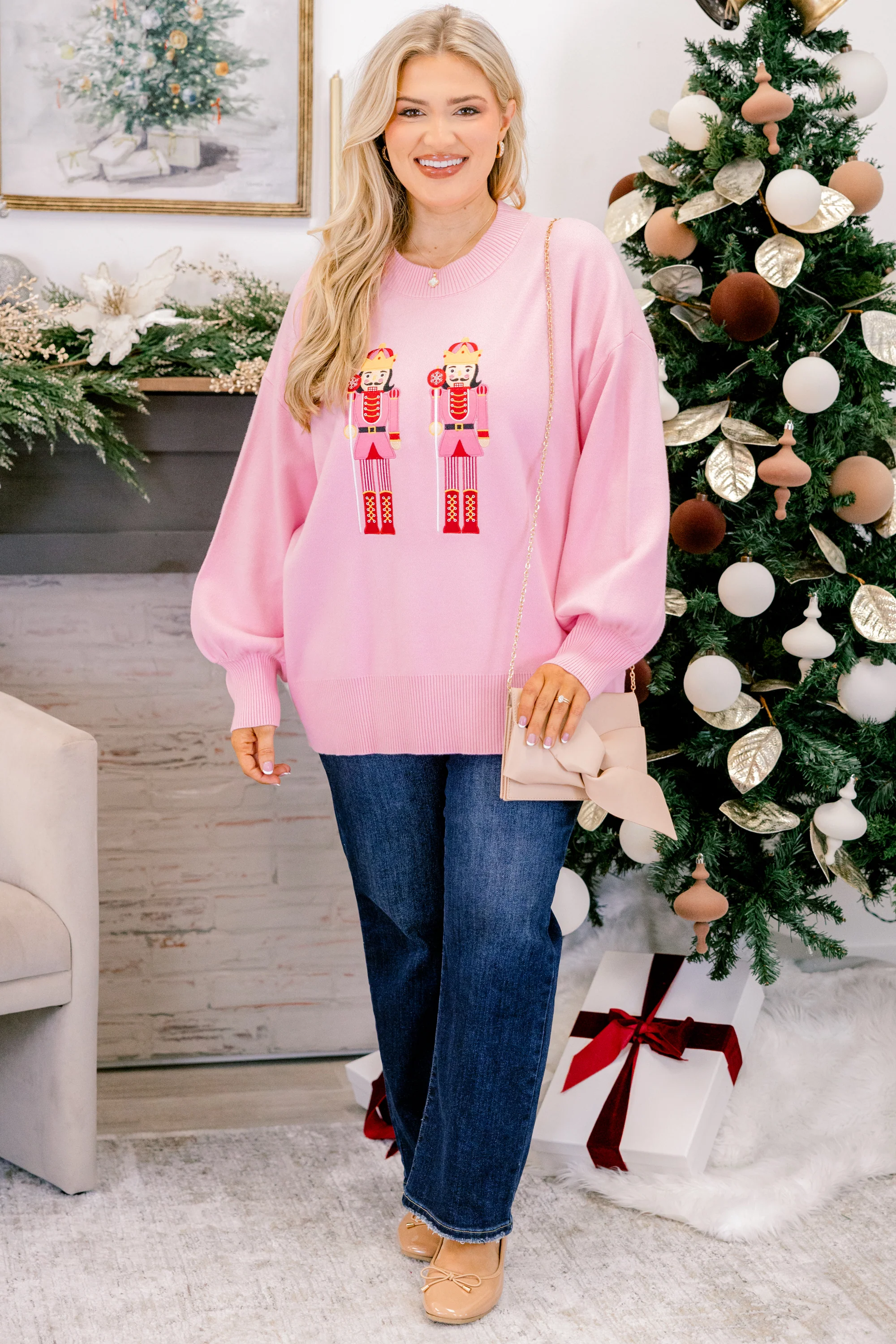 Rewrite The Story Sweater, Pink Nutcracker - Giverhouse