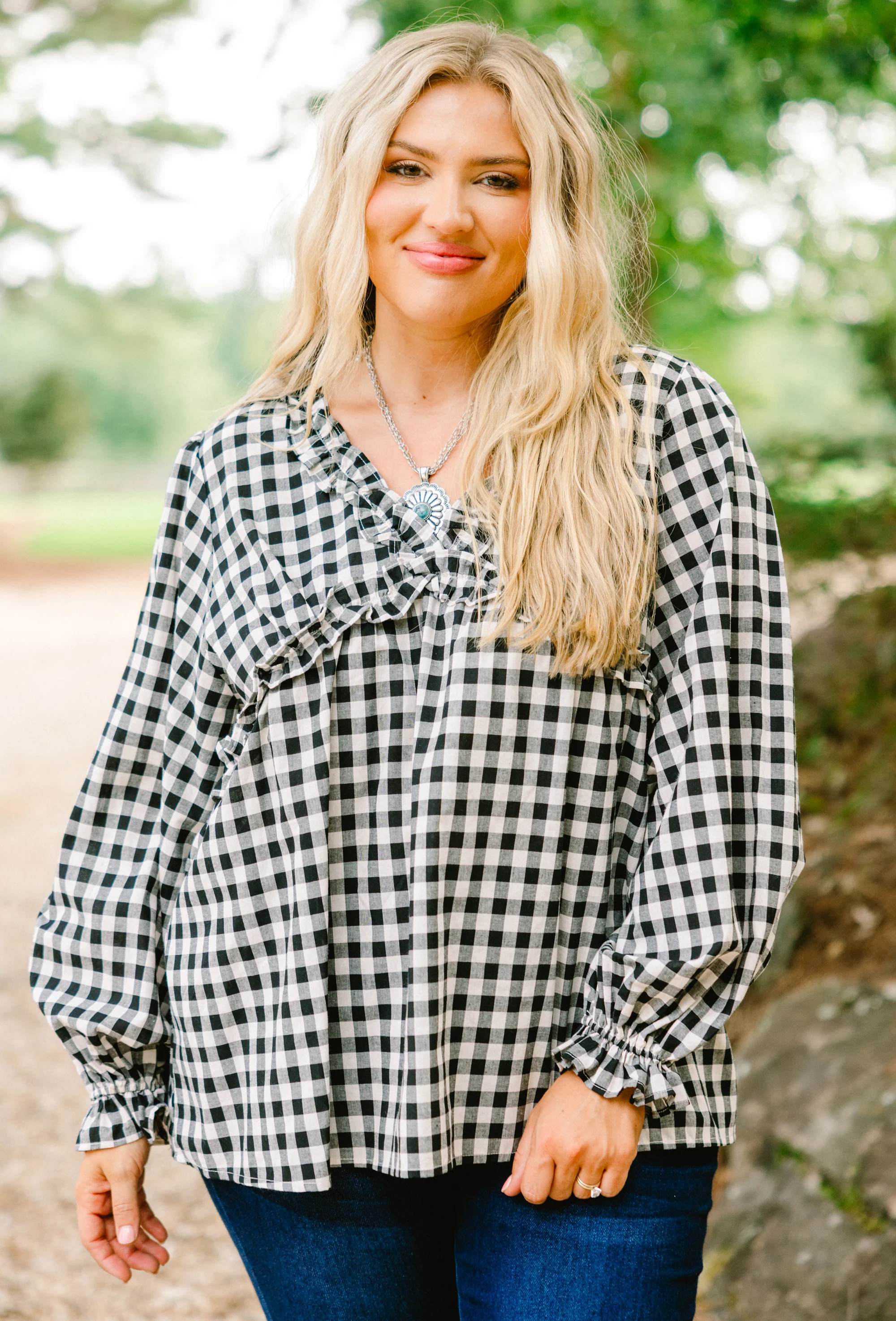 Sparkling Sunlight Top, Black Gingham - Giverhouse