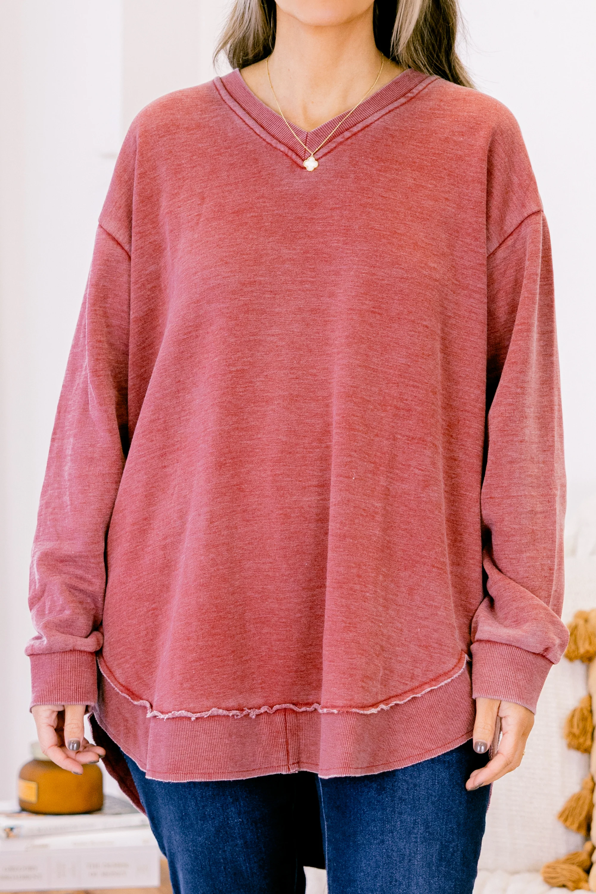Warm Embrace Pullover, Wine Red - Giverhouse