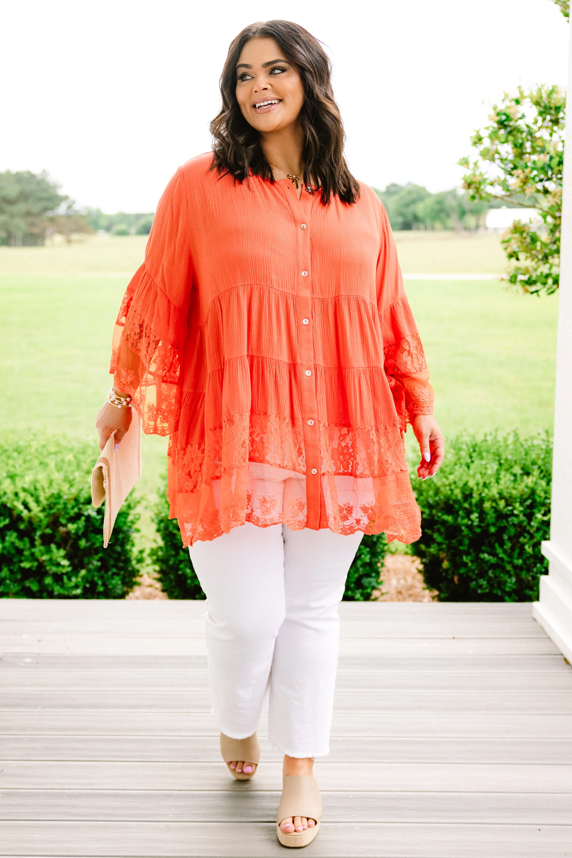 Don't Fail Me Now Blouse, Coral - Giverhouse