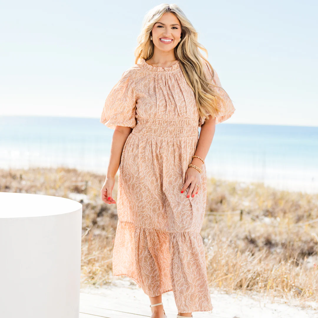 Sunlit Stroll Maxi Dress, Taupe - Giverhouse