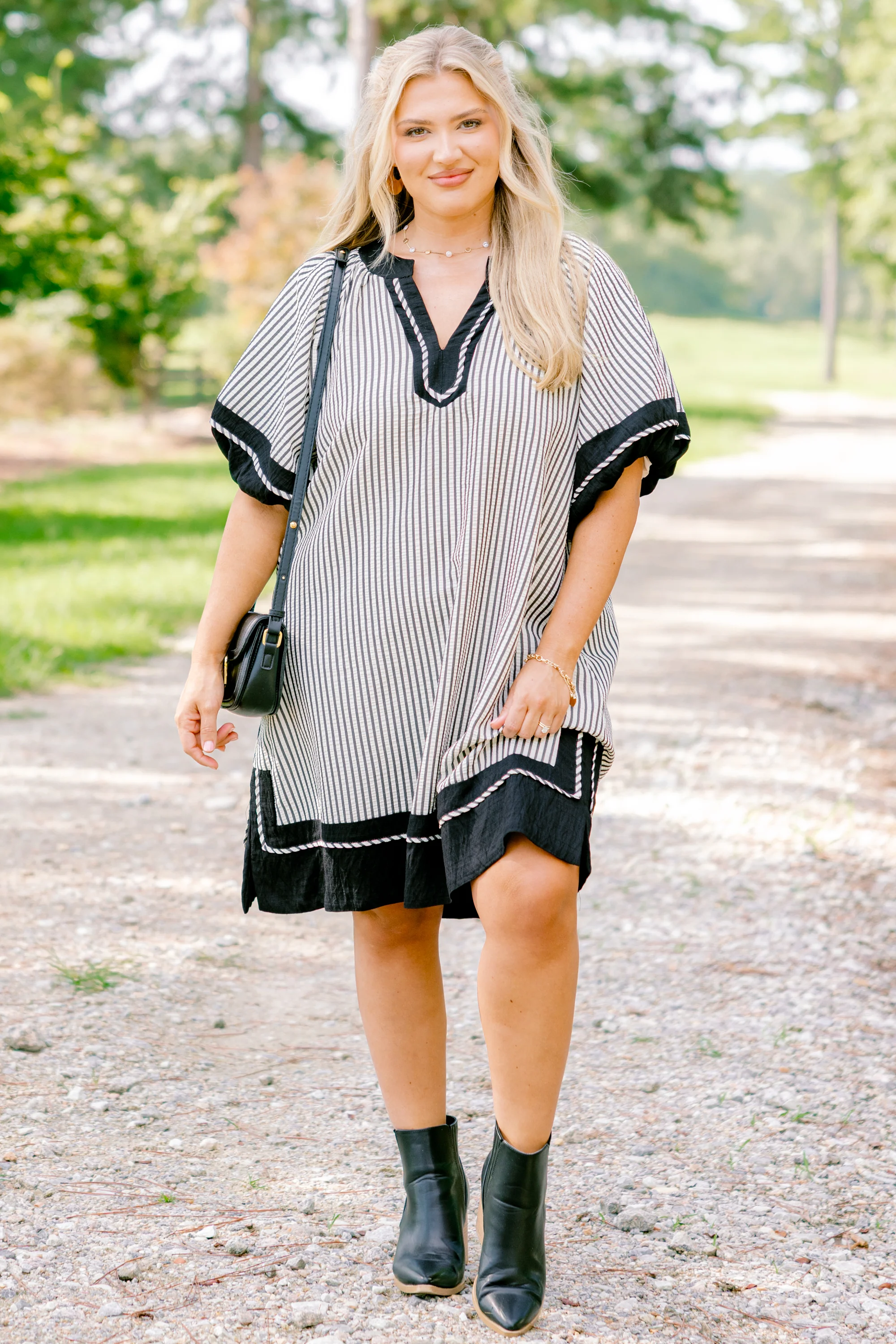 Keep Me Company Dress, Black Stripe - Giverhouse