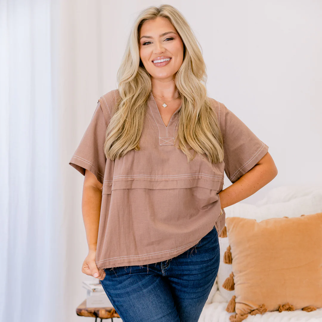 Countryside Trip Top, Brown - Giverhouse