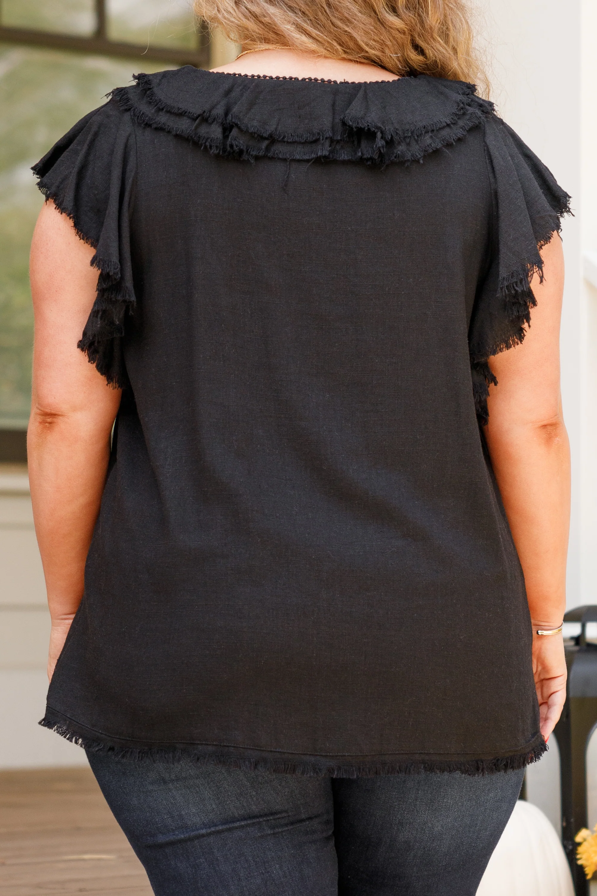 Dreaming Of A Fringe Moment Top, Black - Giverhouse