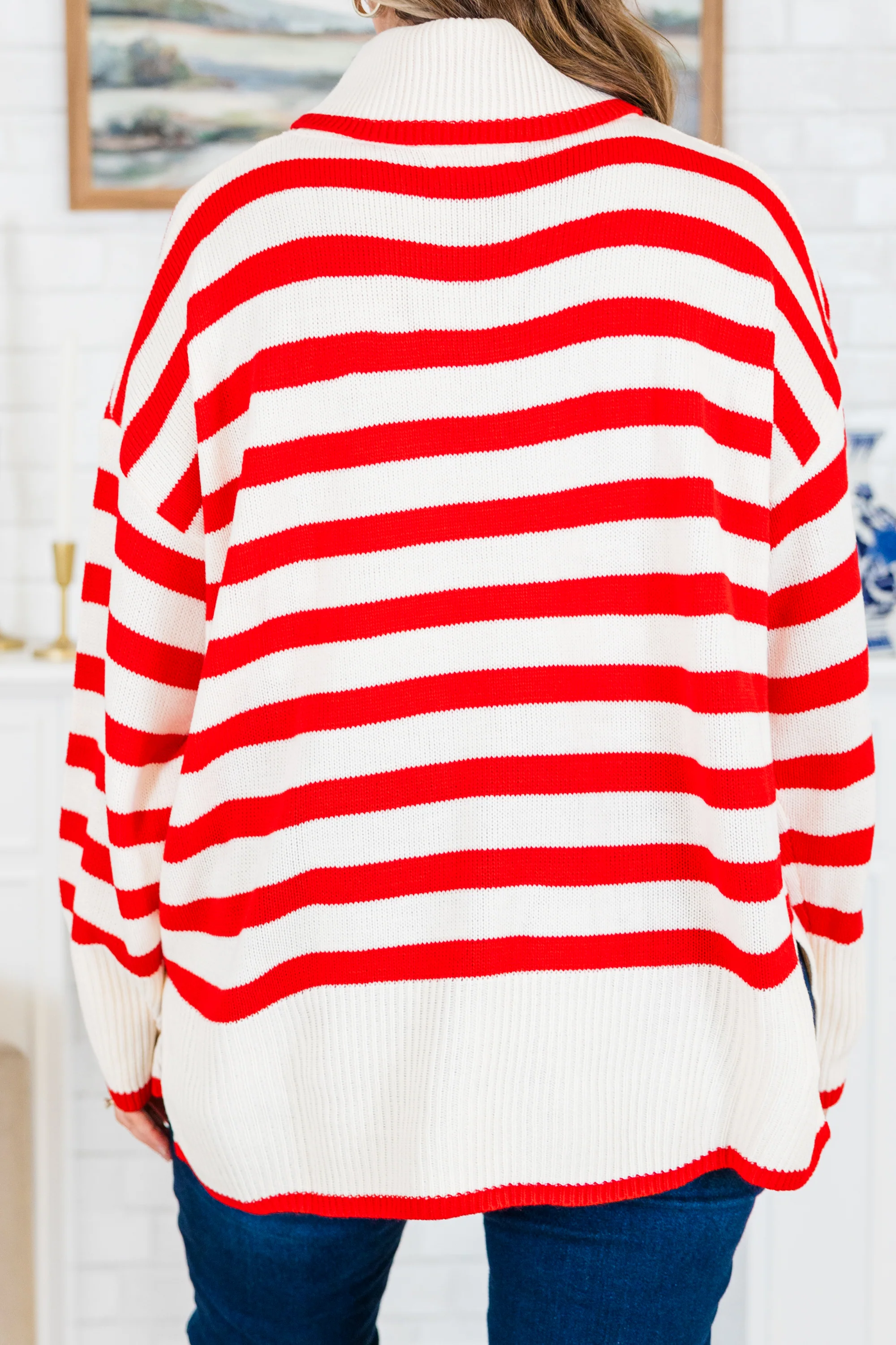 Striped Moments Sweater, Red - Giverhouse
