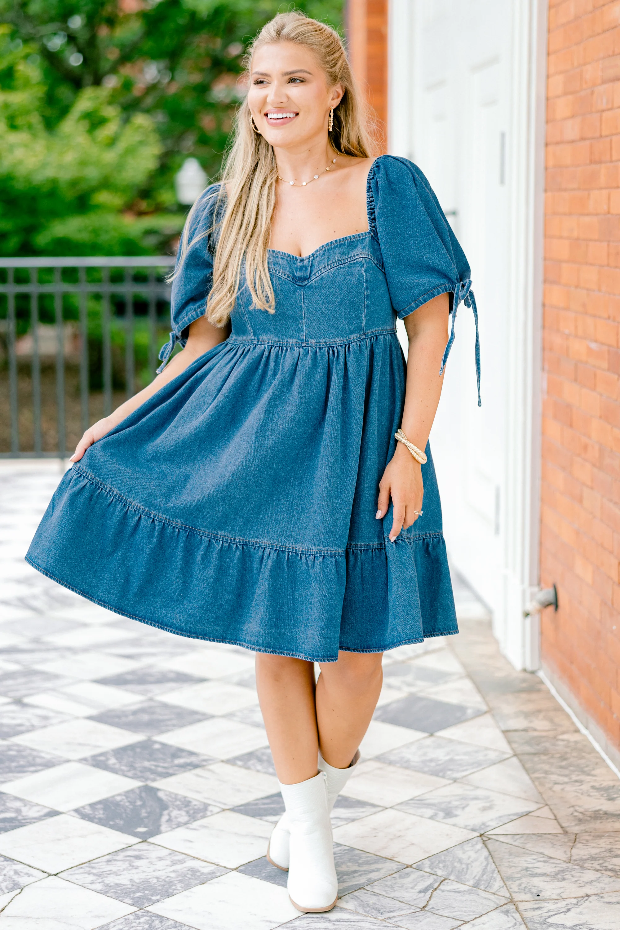 Denim Love Dress, Blue - Giverhouse