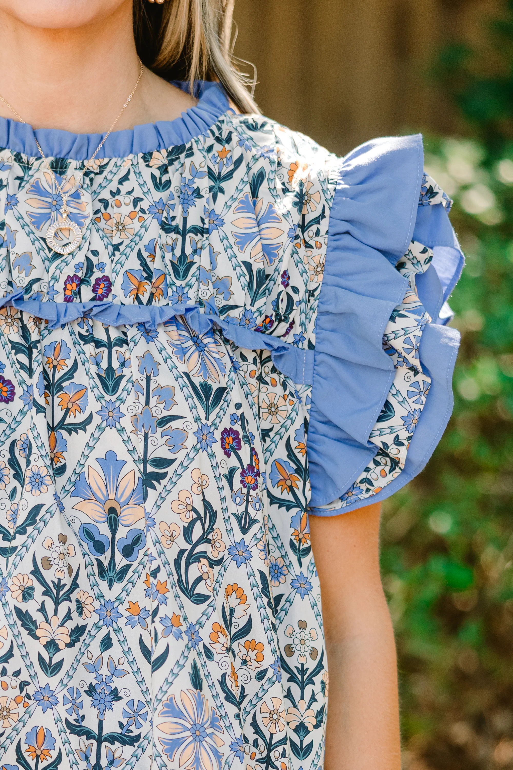 Daisy Dreams Top, Blue Block - Giverhouse